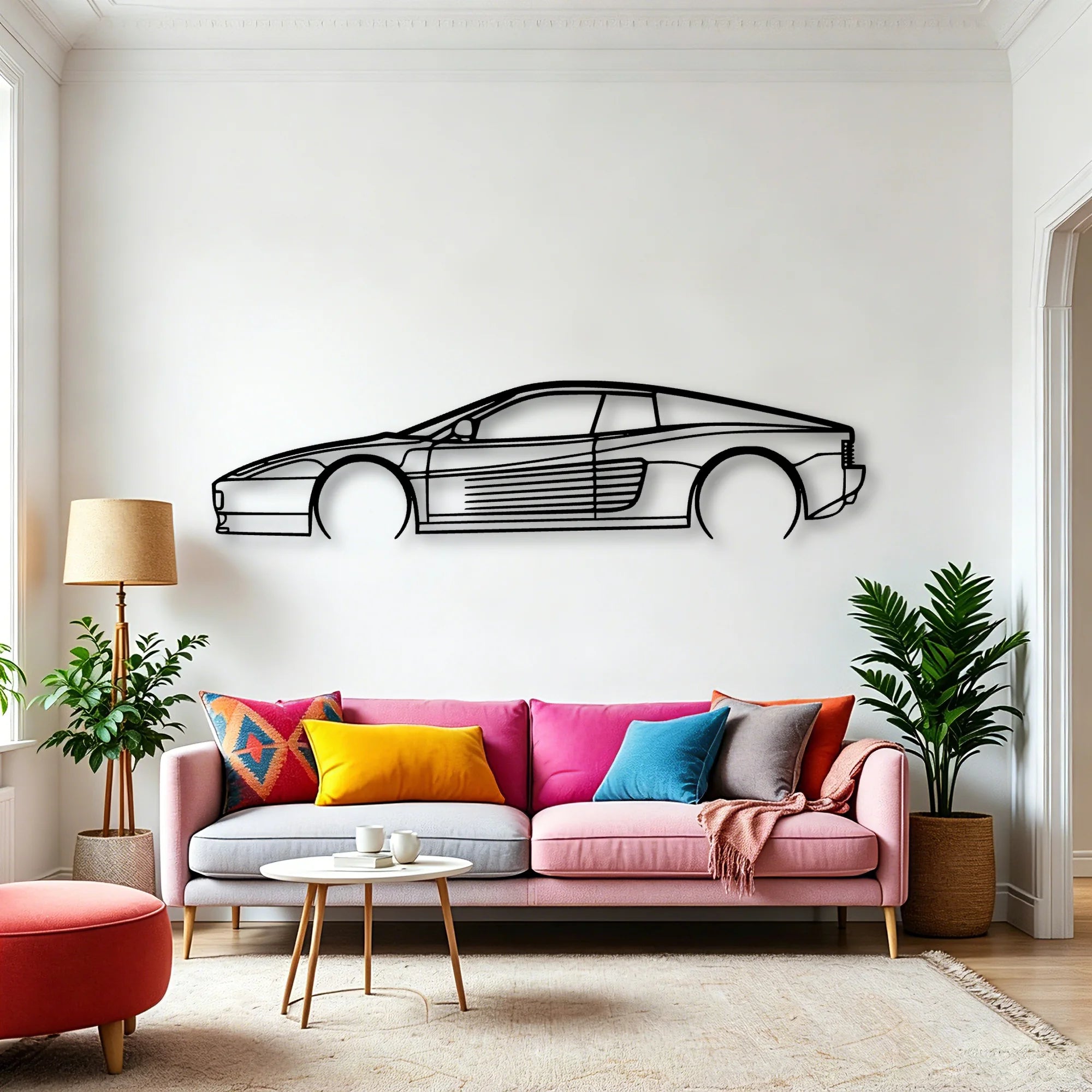 Testarossa 2 Classic Silhouette Metal Wall Art - Automotive Garage Decor