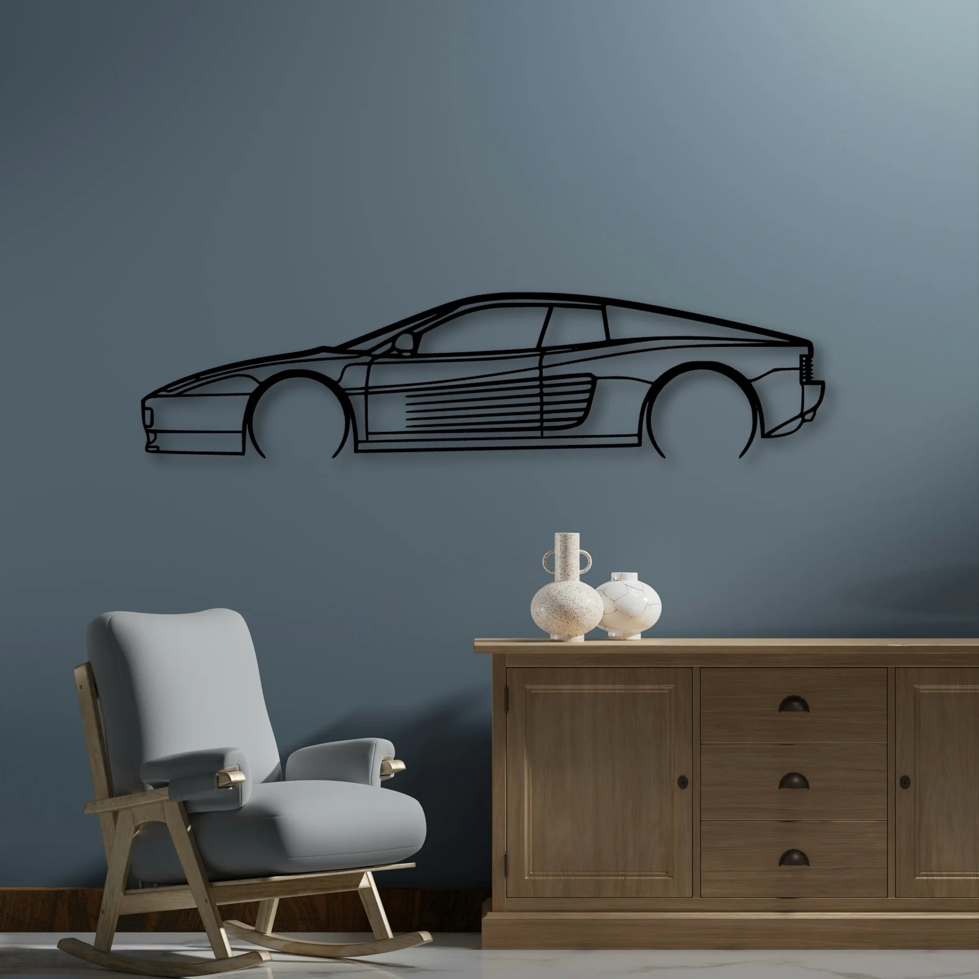 Testarossa 2 Classic Silhouette Metal Wall Art - Automotive Garage Decor