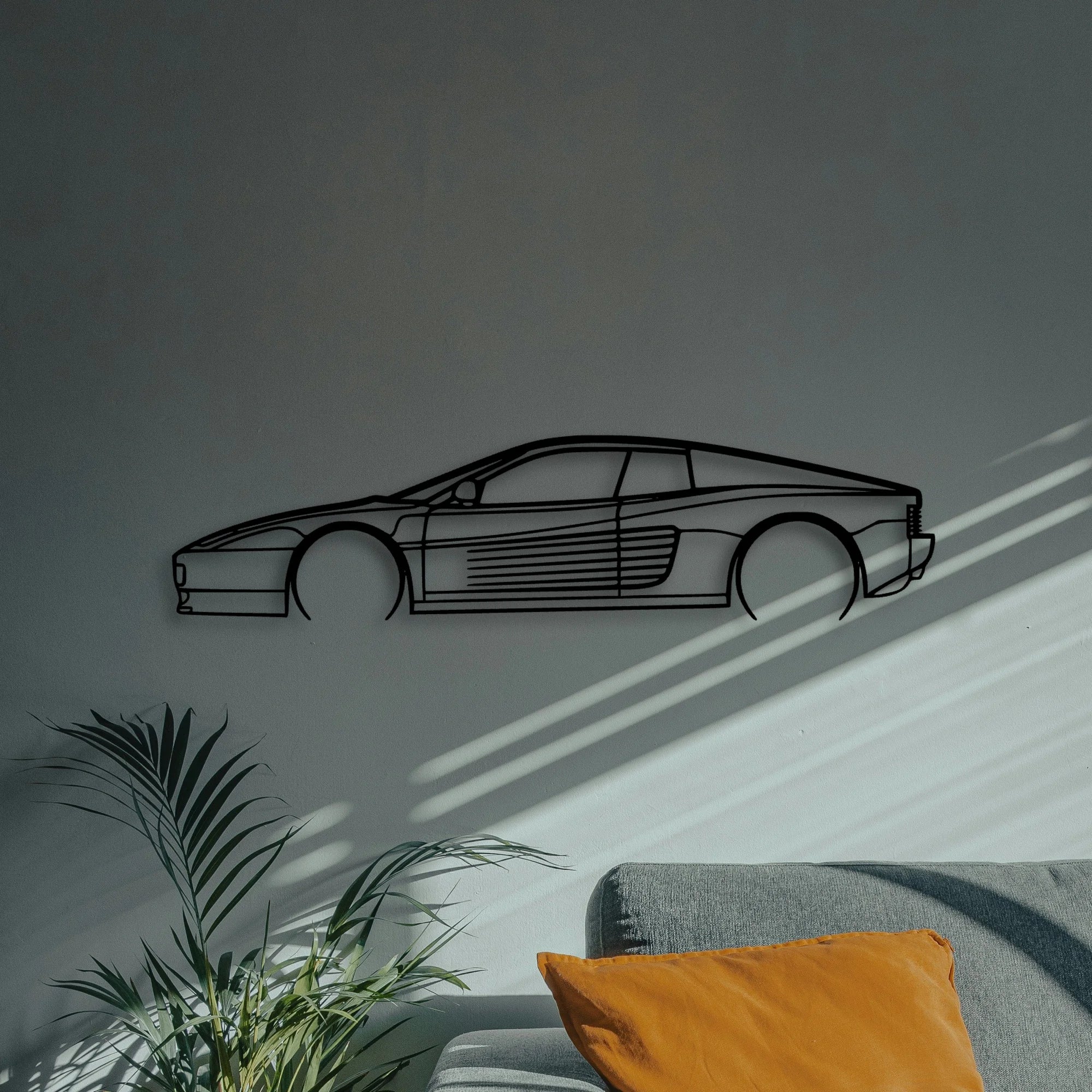 Testarossa 2 Classic Silhouette Metal Wall Art - Automotive Garage Decor