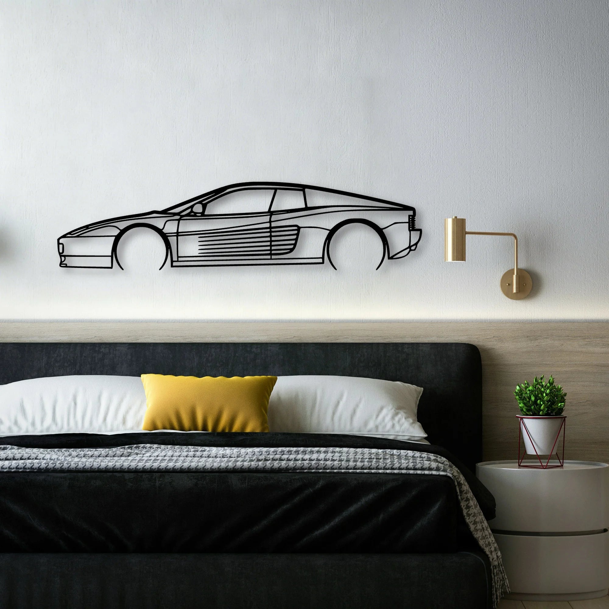 Testarossa 2 Classic Silhouette Metal Wall Art - Automotive Garage Decor