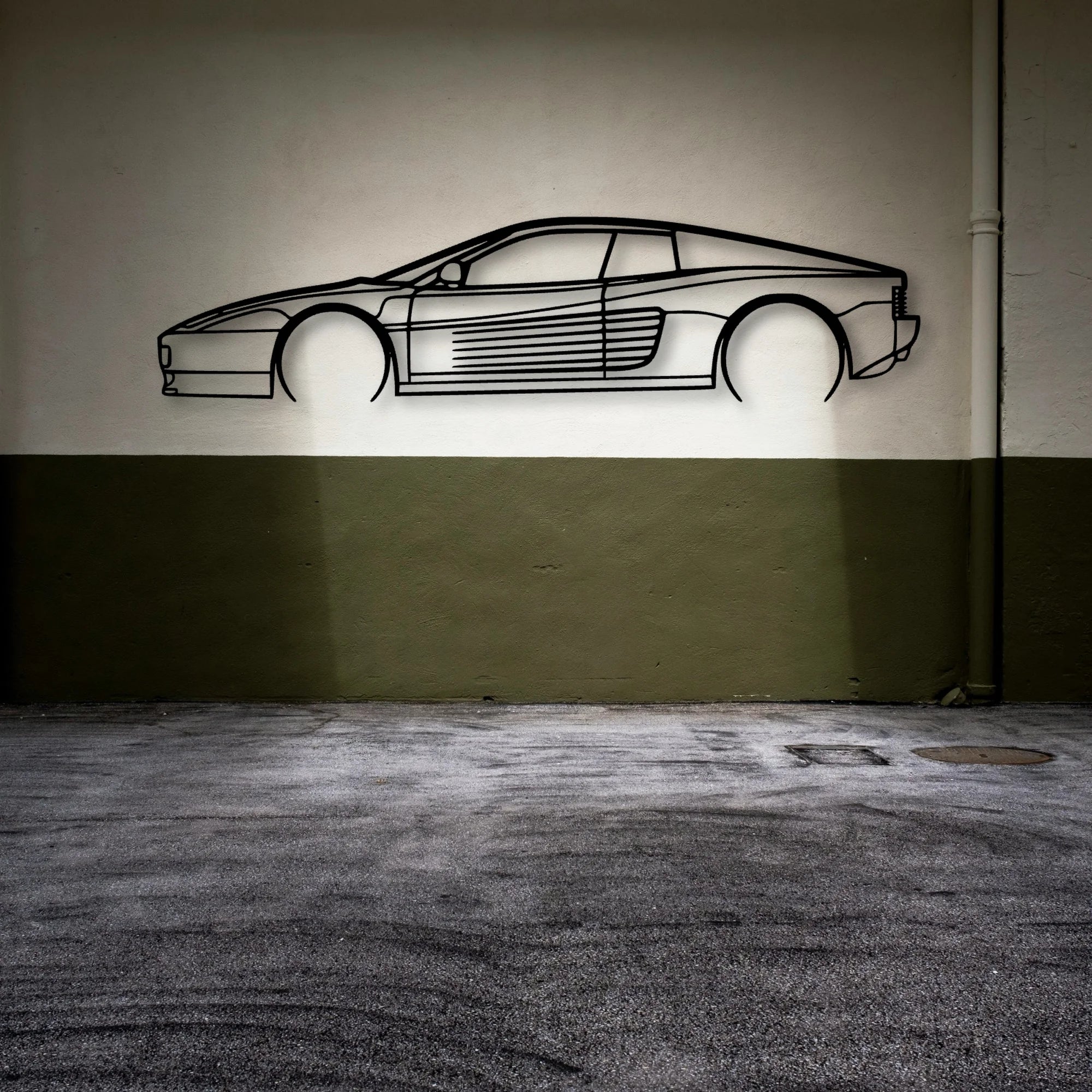 Testarossa 2 Classic Silhouette Metal Wall Art - Automotive Garage Decor