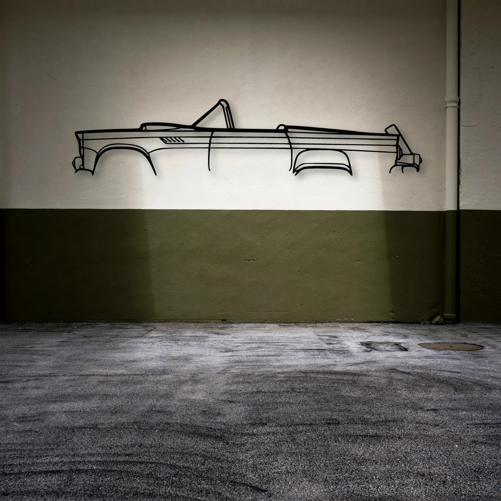 Thunderbird 1955 Classic Silhouette Metal Wall Art - Automotive Garage Decor