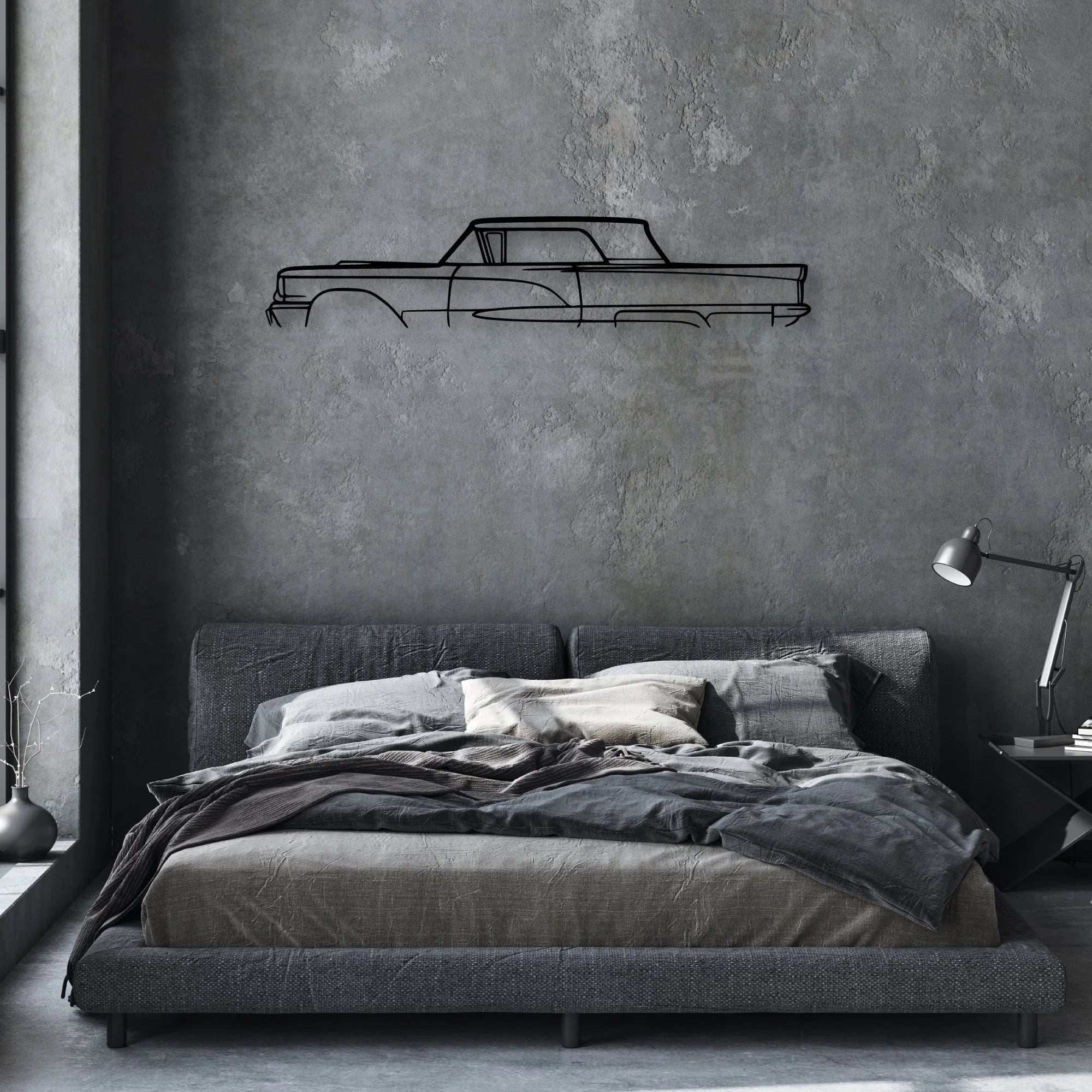 Thunderbird 1958 Classic Silhouette Metal Wall Art - Automotive Garage Decor