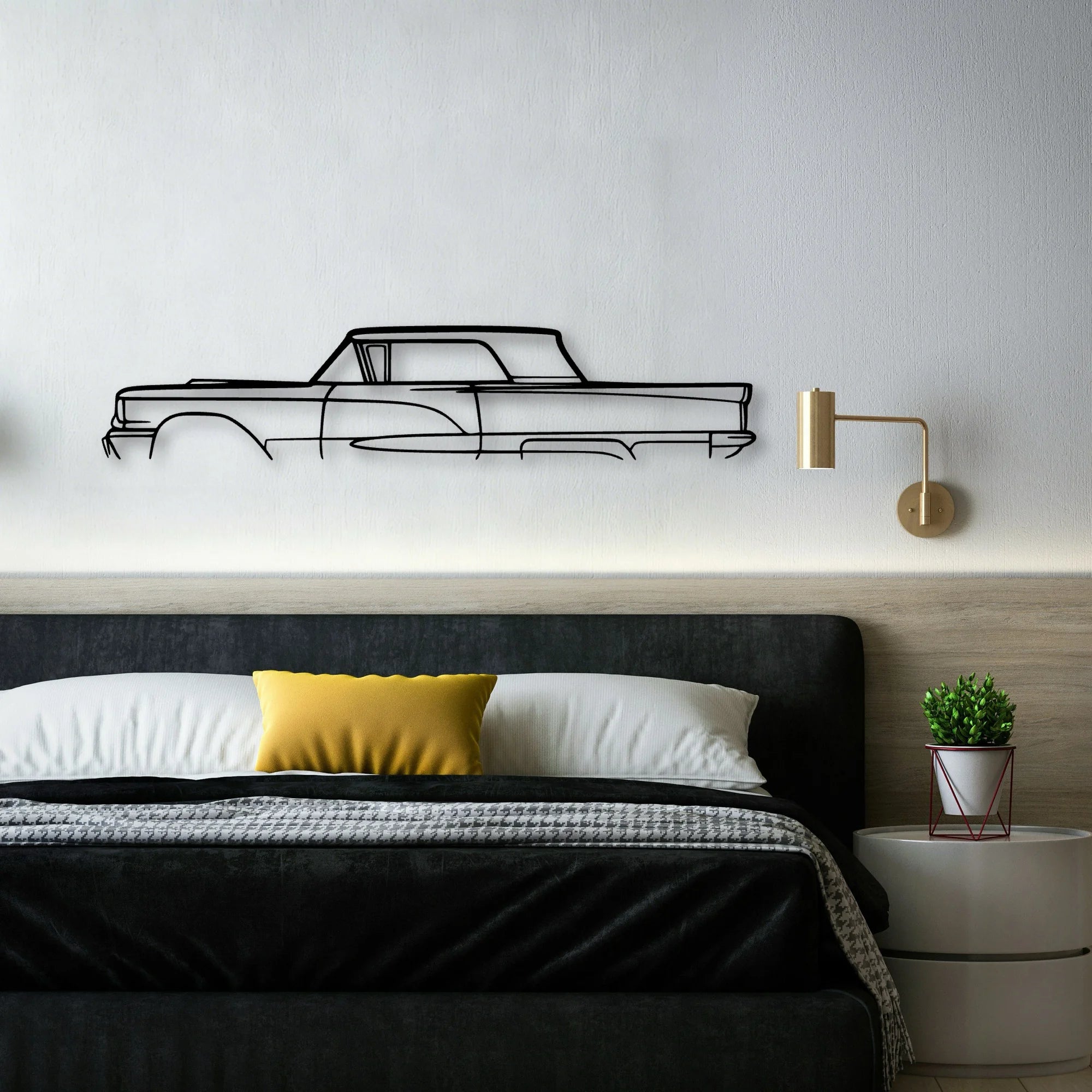 Thunderbird 1958 Classic Silhouette Metal Wall Art - Automotive Garage Decor