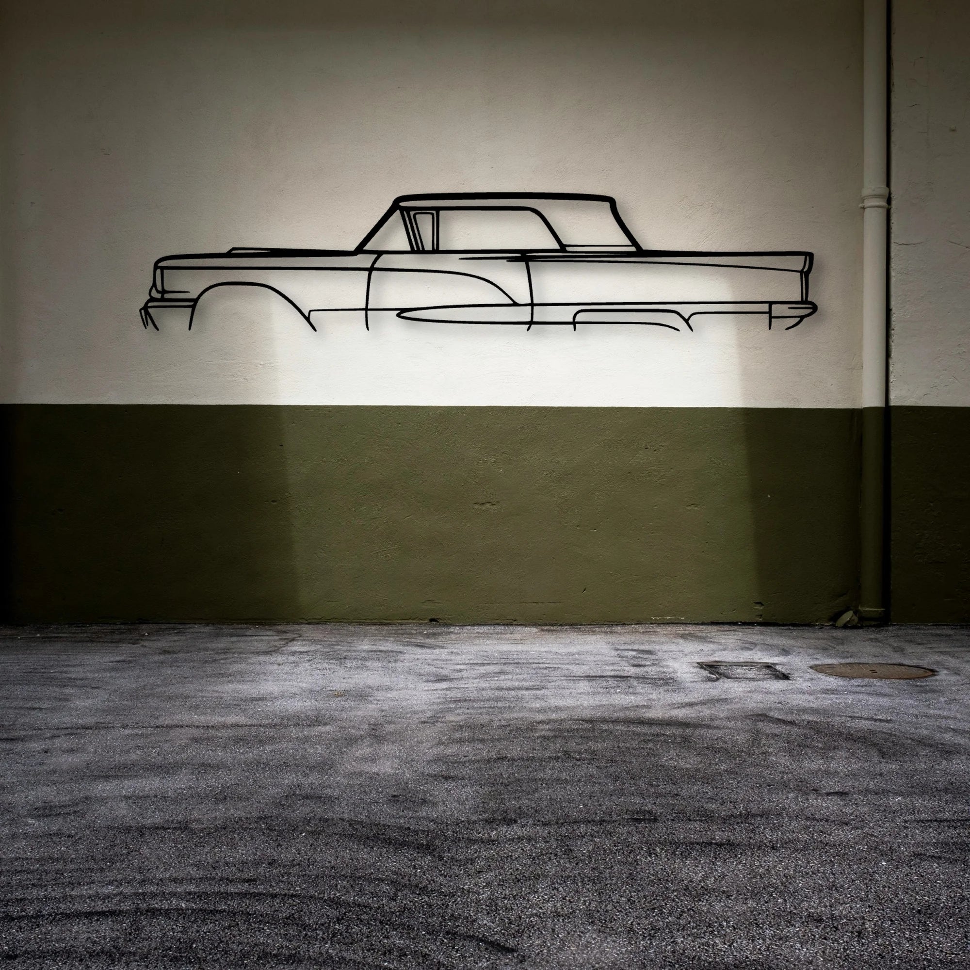 Thunderbird 1958 Classic Silhouette Metal Wall Art - Automotive Garage Decor