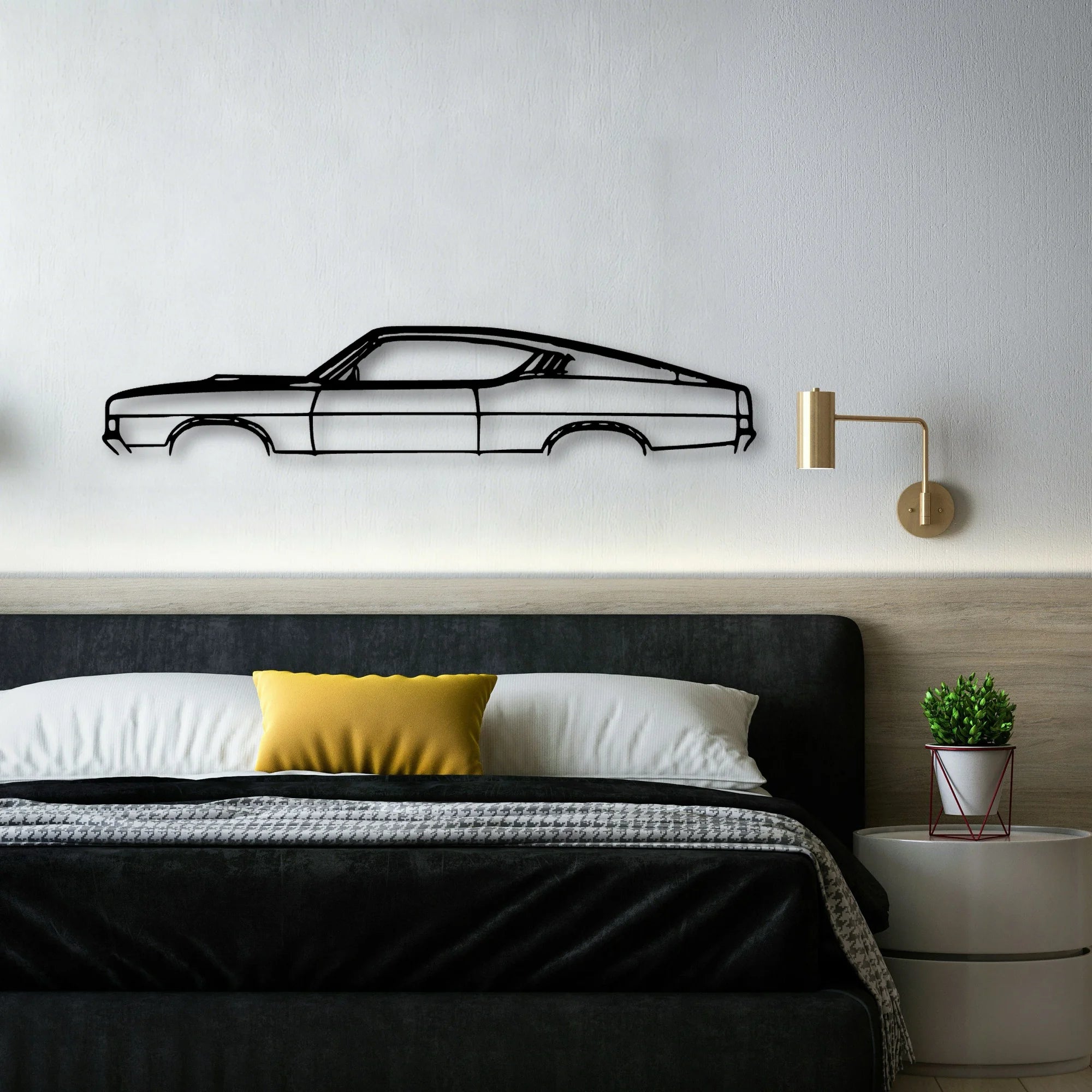 Torino Cobra 1969 Classic Silhouette Metal Wall Art - Automotive Garage Decor