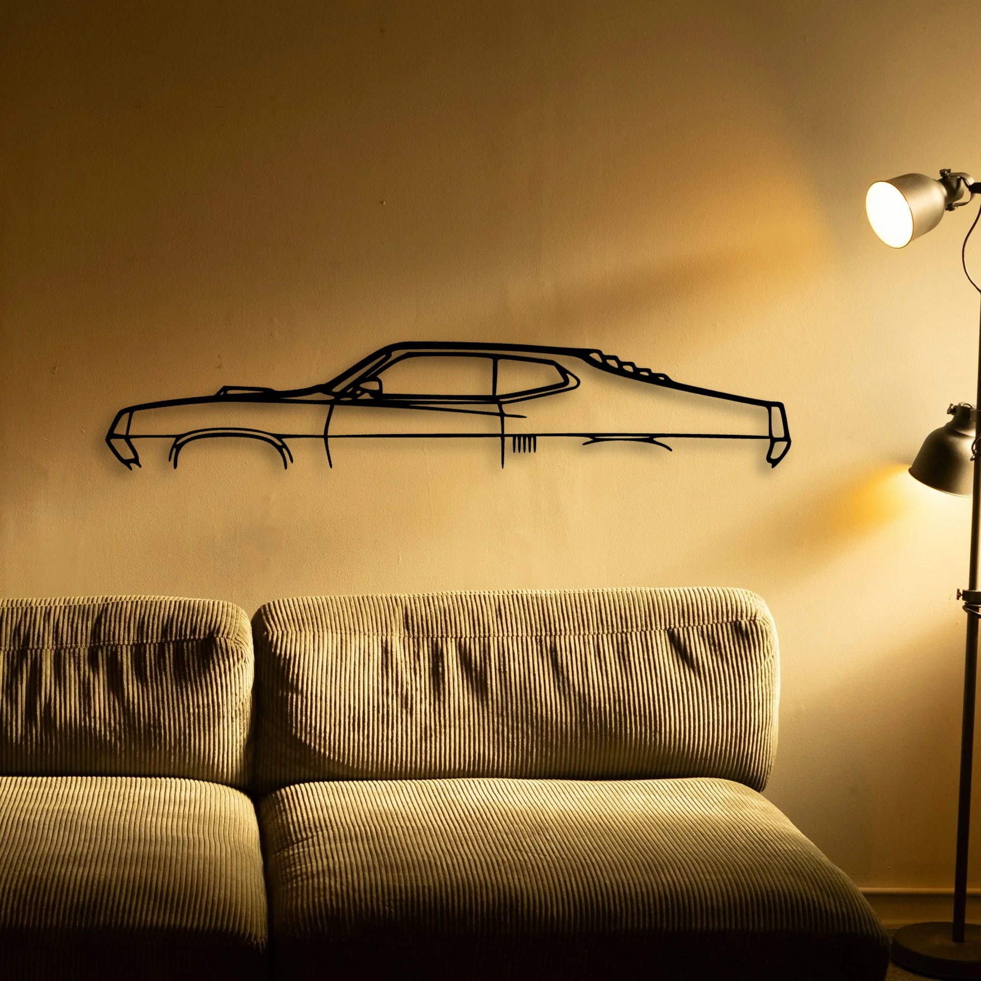 Torino GT 1970 Classic Silhouette Metal Wall Art - Automotive Garage Decor