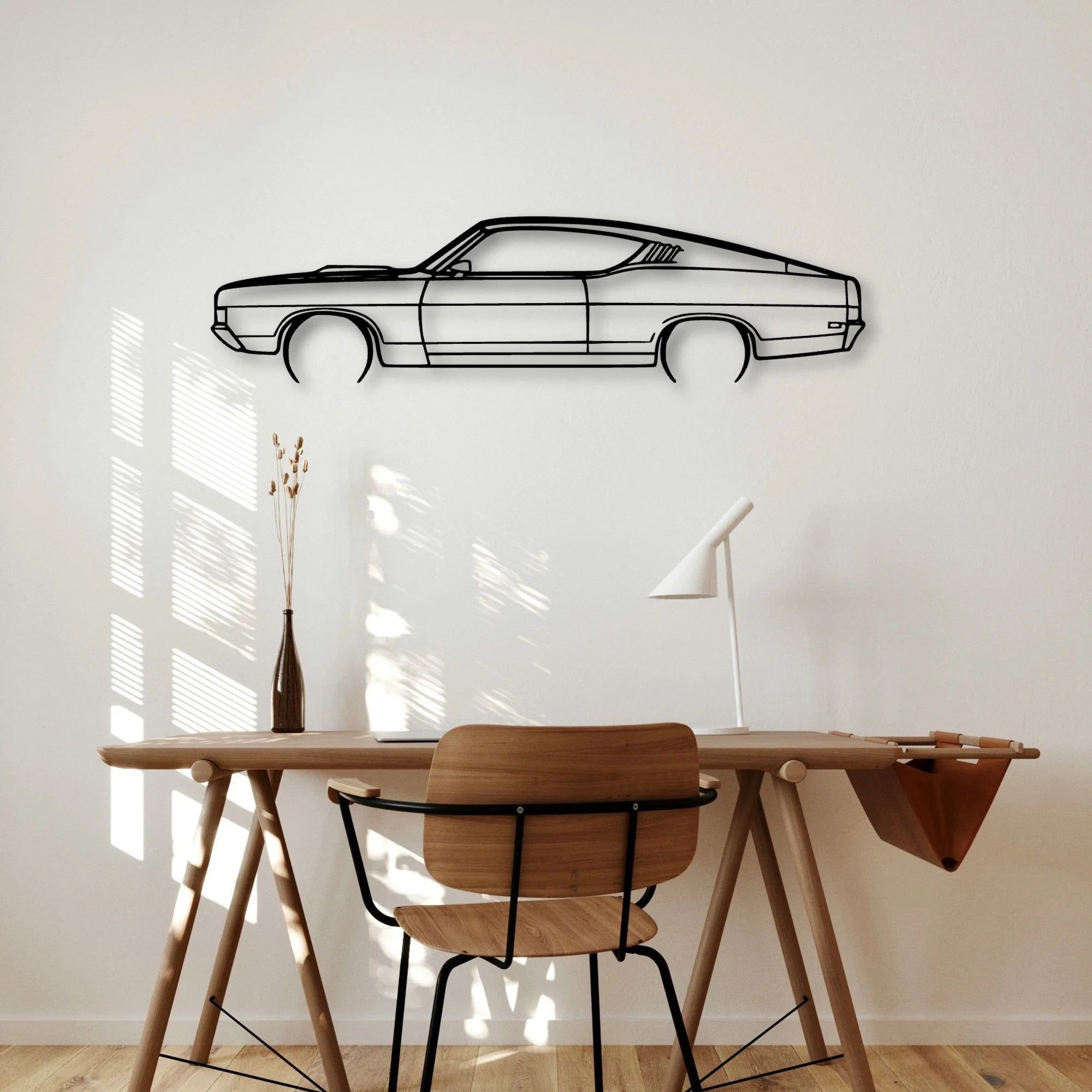 Torino GT Fastback 1969 Classic Silhouette Metal Wall Art - Automotive Garage Decor
