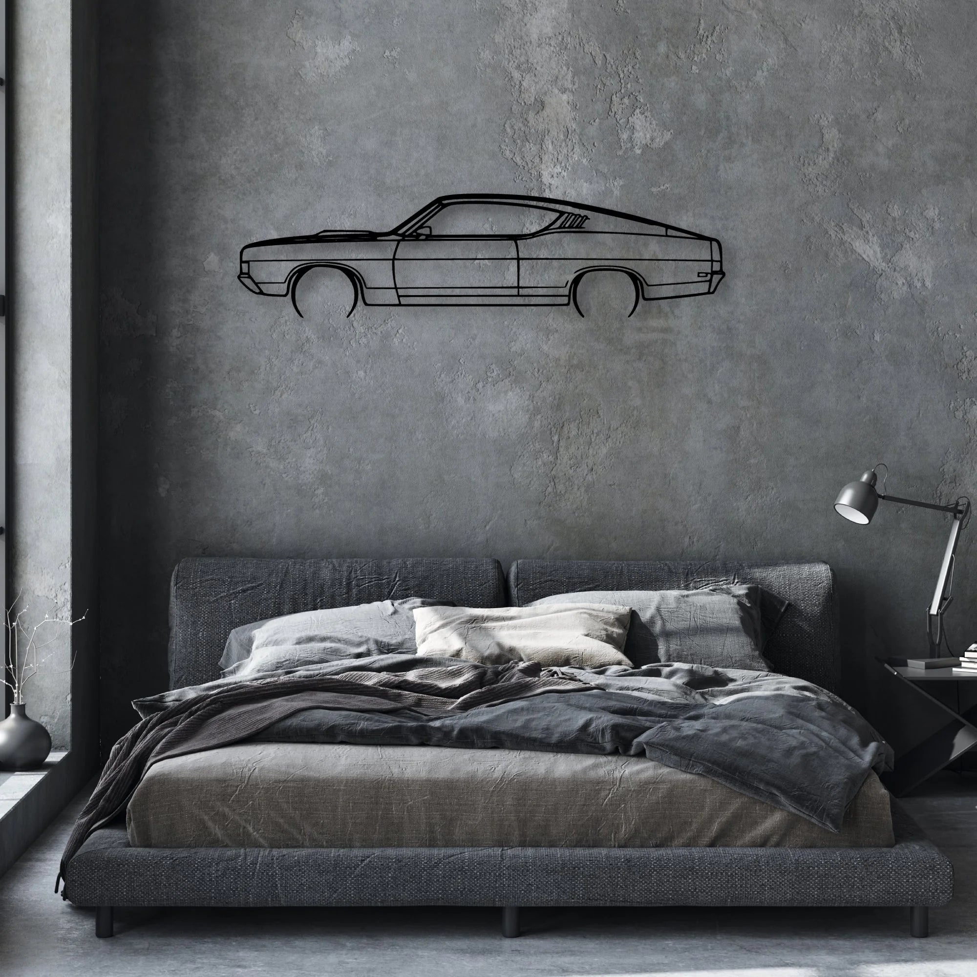 Torino GT Fastback 1969 Classic Silhouette Metal Wall Art - Automotive Garage Decor