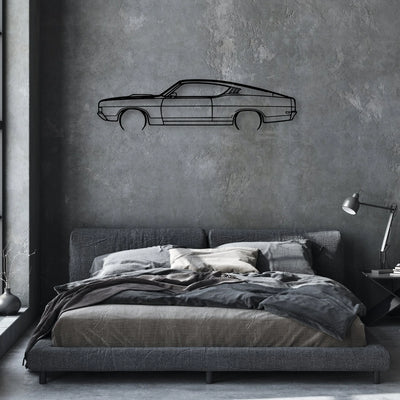 Torino GT Fastback 1969 Classic Silhouette Metal Wall Art - Automotive Garage Decor
