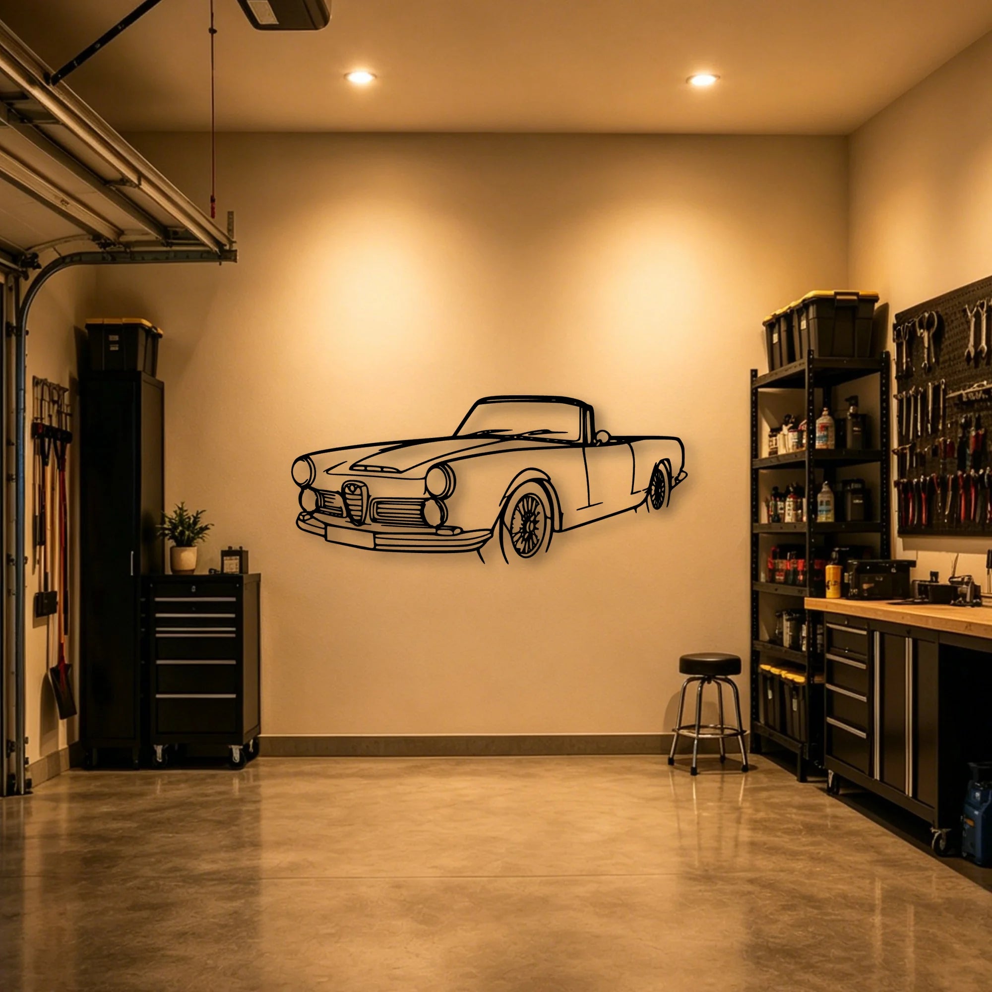 Touring Spider 1960 Angle Classic Silhouette Metal Wall Art - Automotive Garage Decor