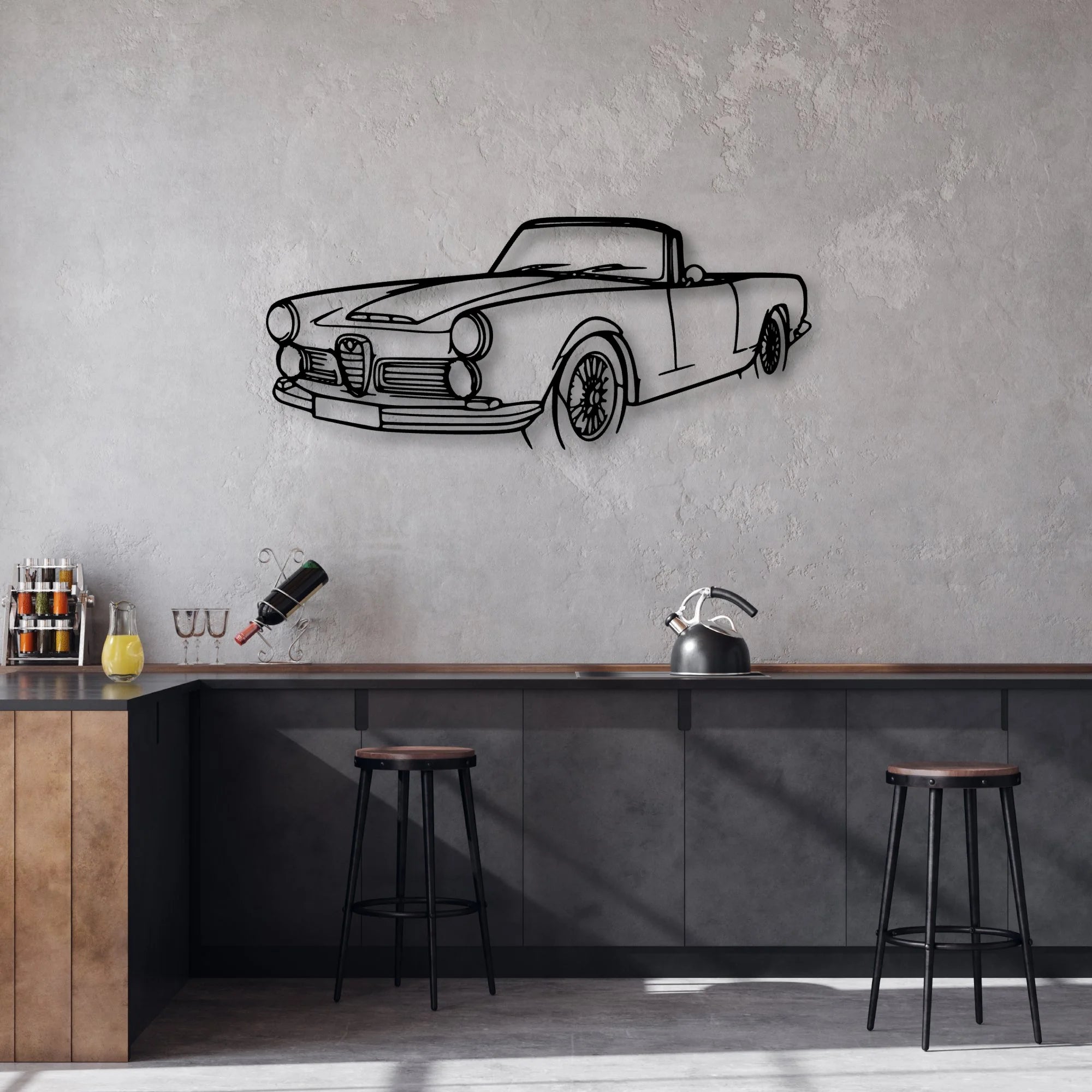 Touring Spider 1960 Angle Classic Silhouette Metal Wall Art - Automotive Garage Decor