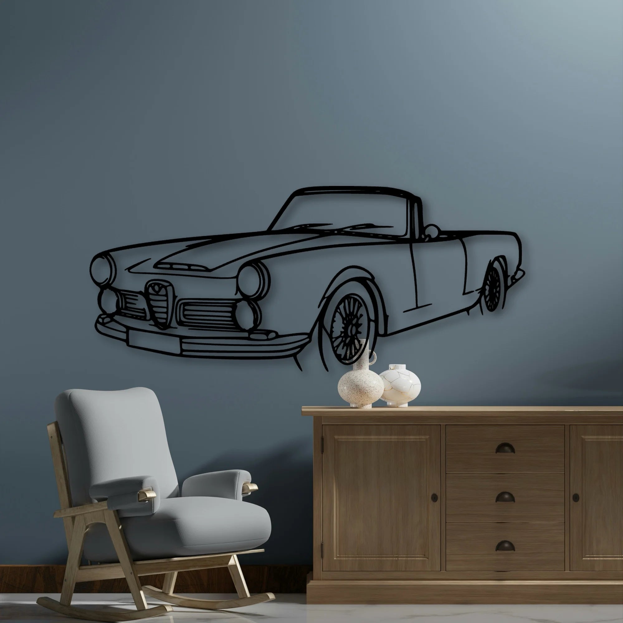 Touring Spider 1960 Angle Classic Silhouette Metal Wall Art - Automotive Garage Decor