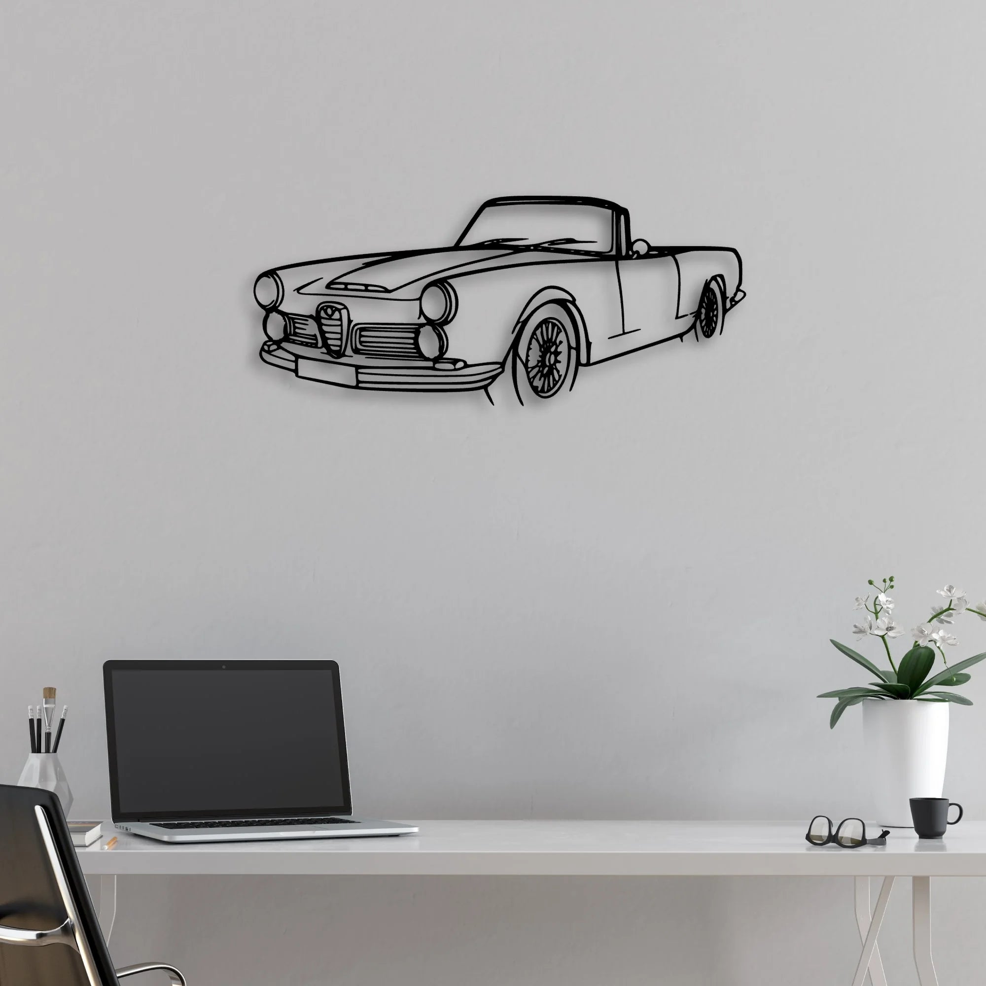 Touring Spider 1960 Angle Classic Silhouette Metal Wall Art - Automotive Garage Decor