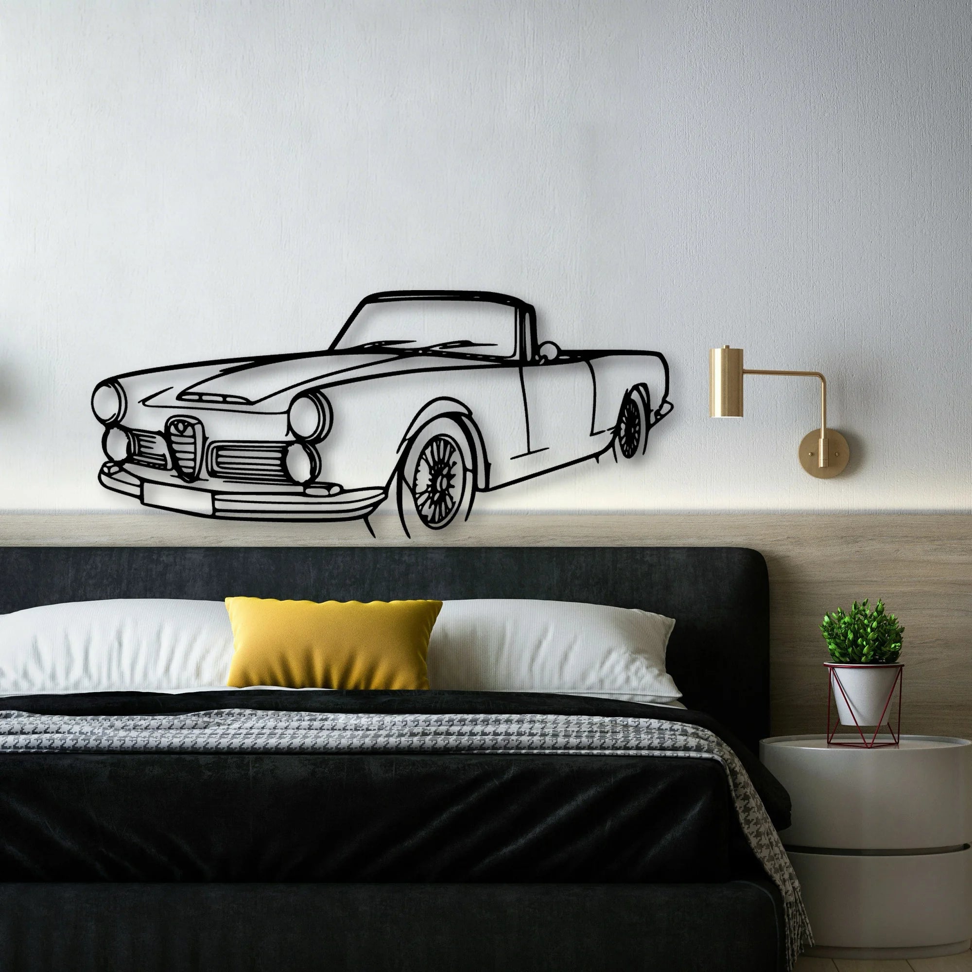 Touring Spider 1960 Angle Classic Silhouette Metal Wall Art - Automotive Garage Decor