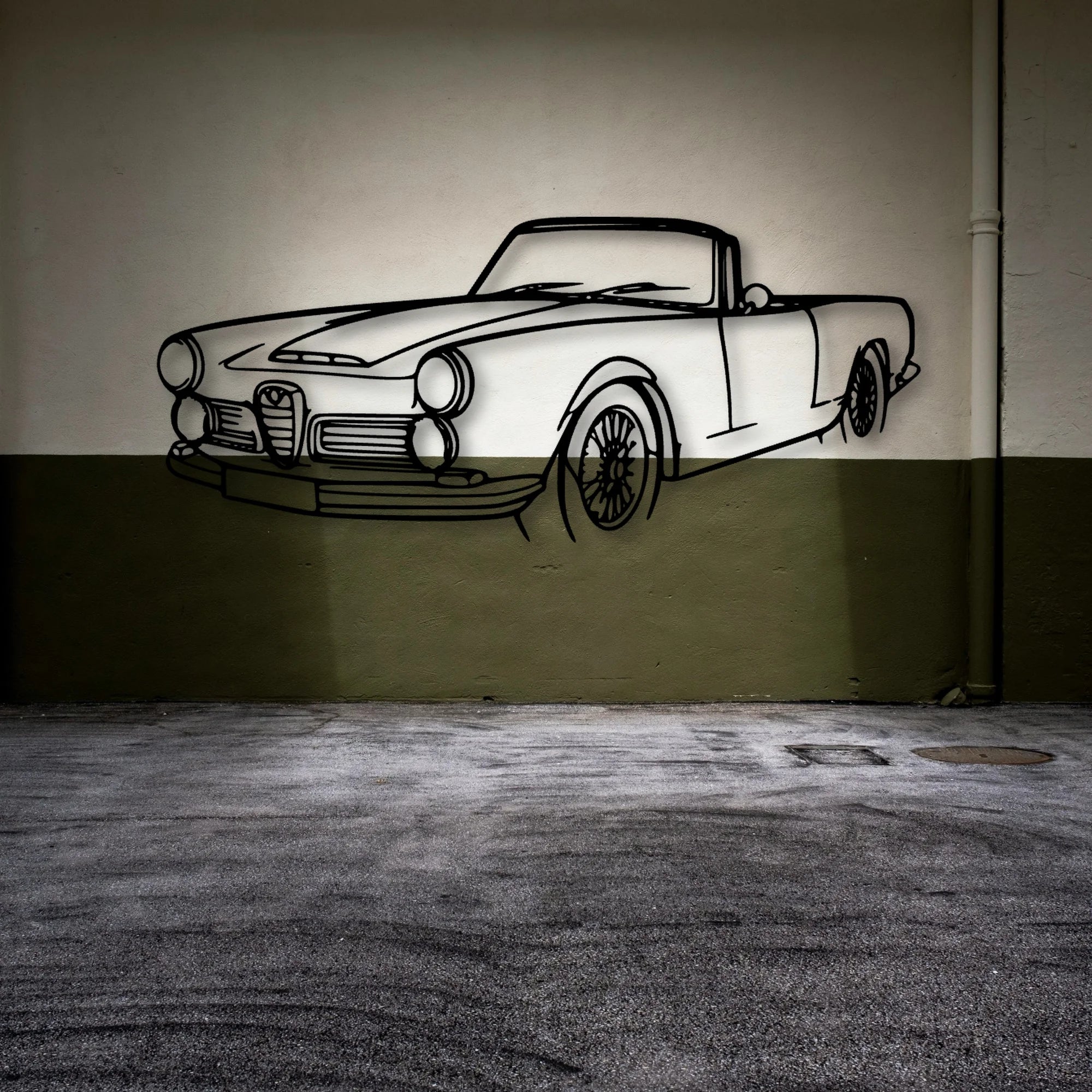 Touring Spider 1960 Angle Classic Silhouette Metal Wall Art - Automotive Garage Decor
