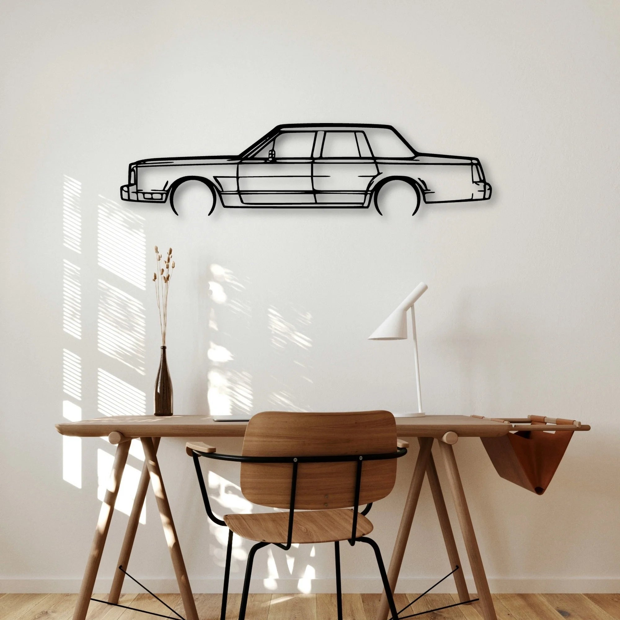 Town Car 1988 Classic Silhouette Metal Wall Art - Automotive Garage Decor