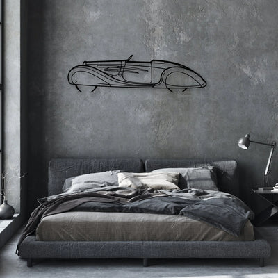 Type 57C 1939 Classic Silhouette Metal Wall Art - Automotive Garage Decor