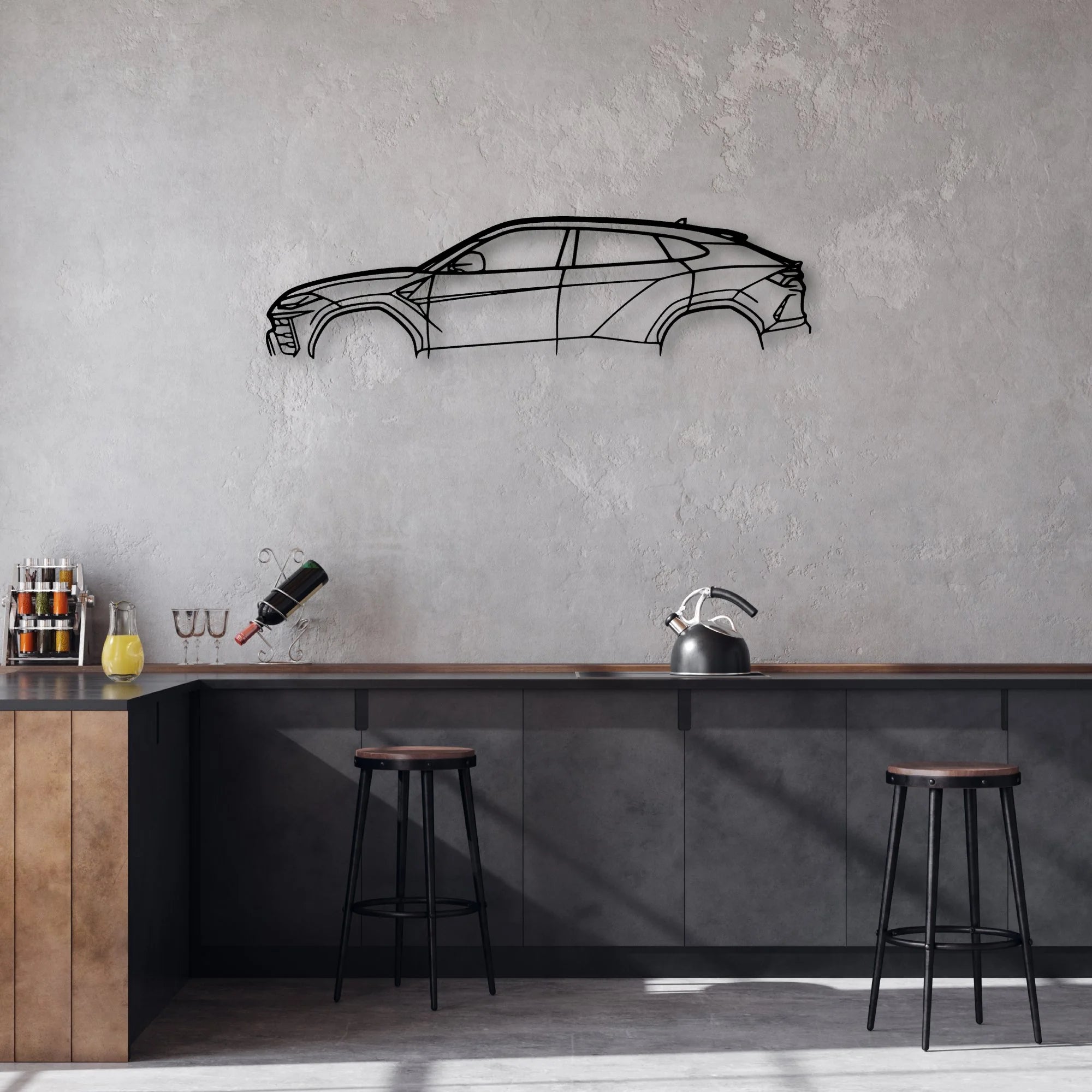 Urus 3 Classic Silhouette Metal Wall Art - Automotive Garage Decor