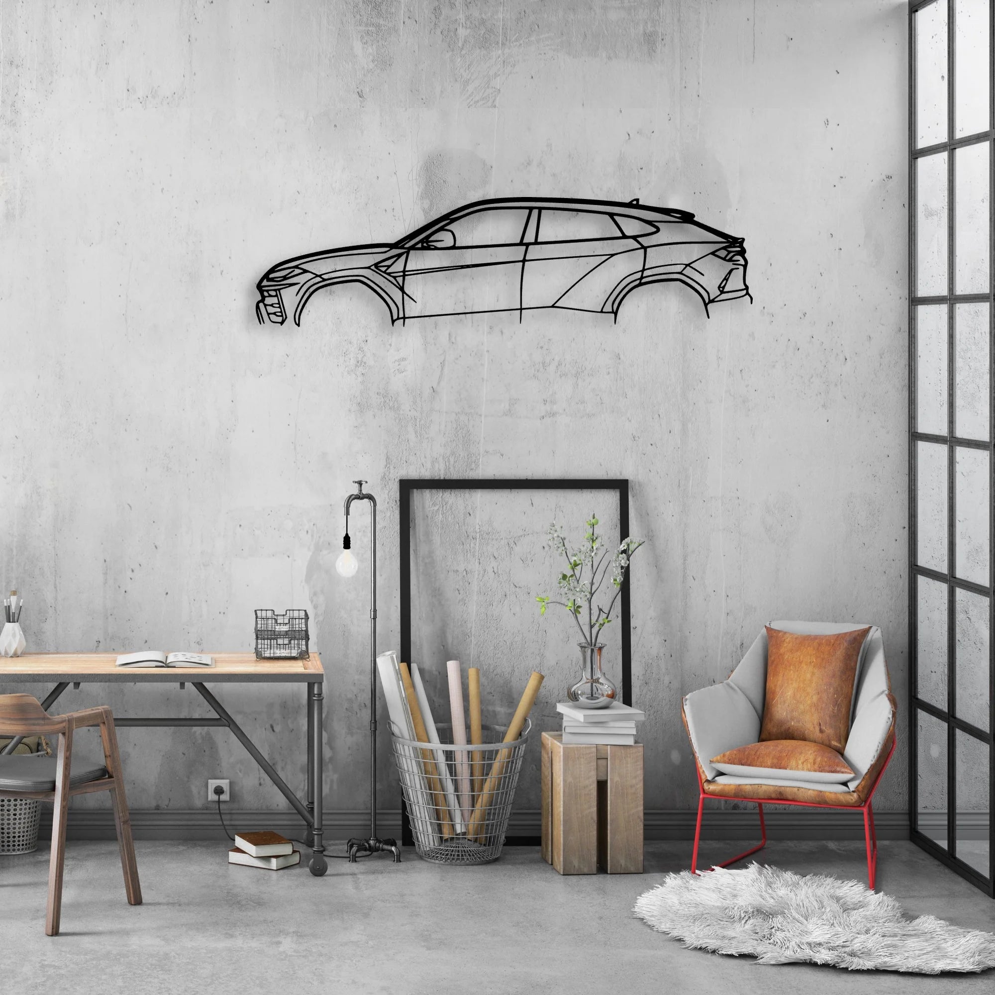 Urus 3 Classic Silhouette Metal Wall Art - Automotive Garage Decor