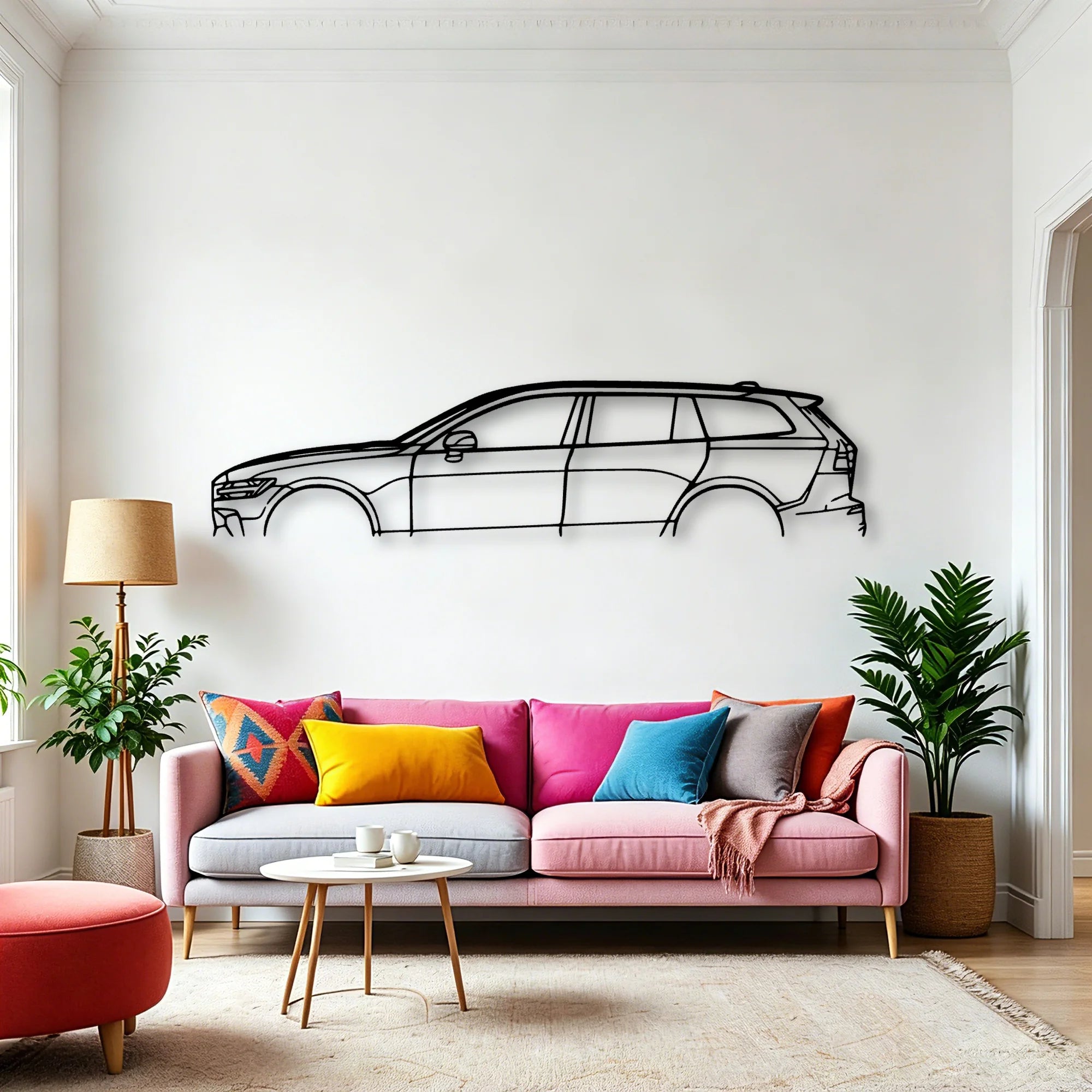 V60 2023 Classic Silhouette Metal Wall Art - Automotive Garage Decor