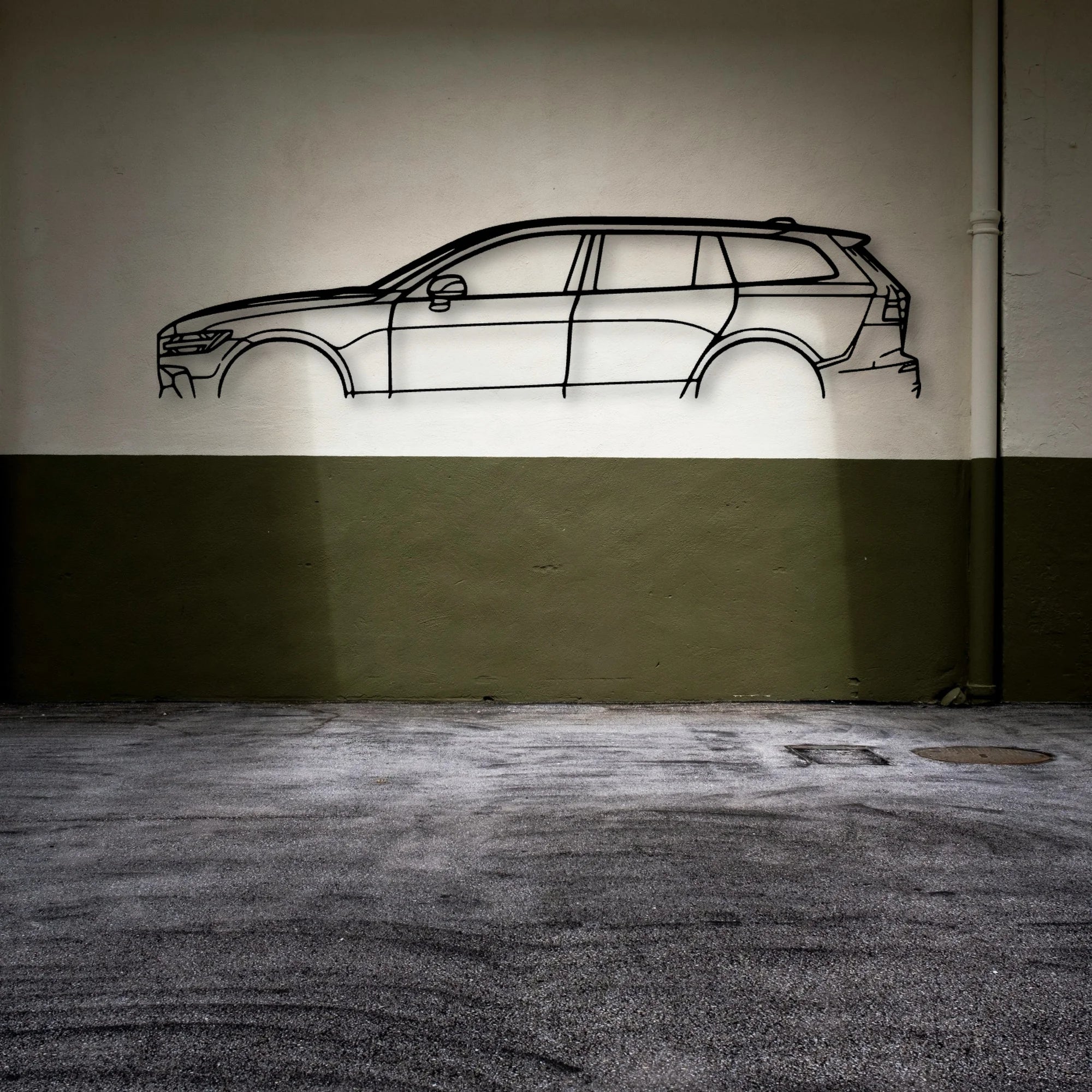 V60 2023 Classic Silhouette Metal Wall Art - Automotive Garage Decor