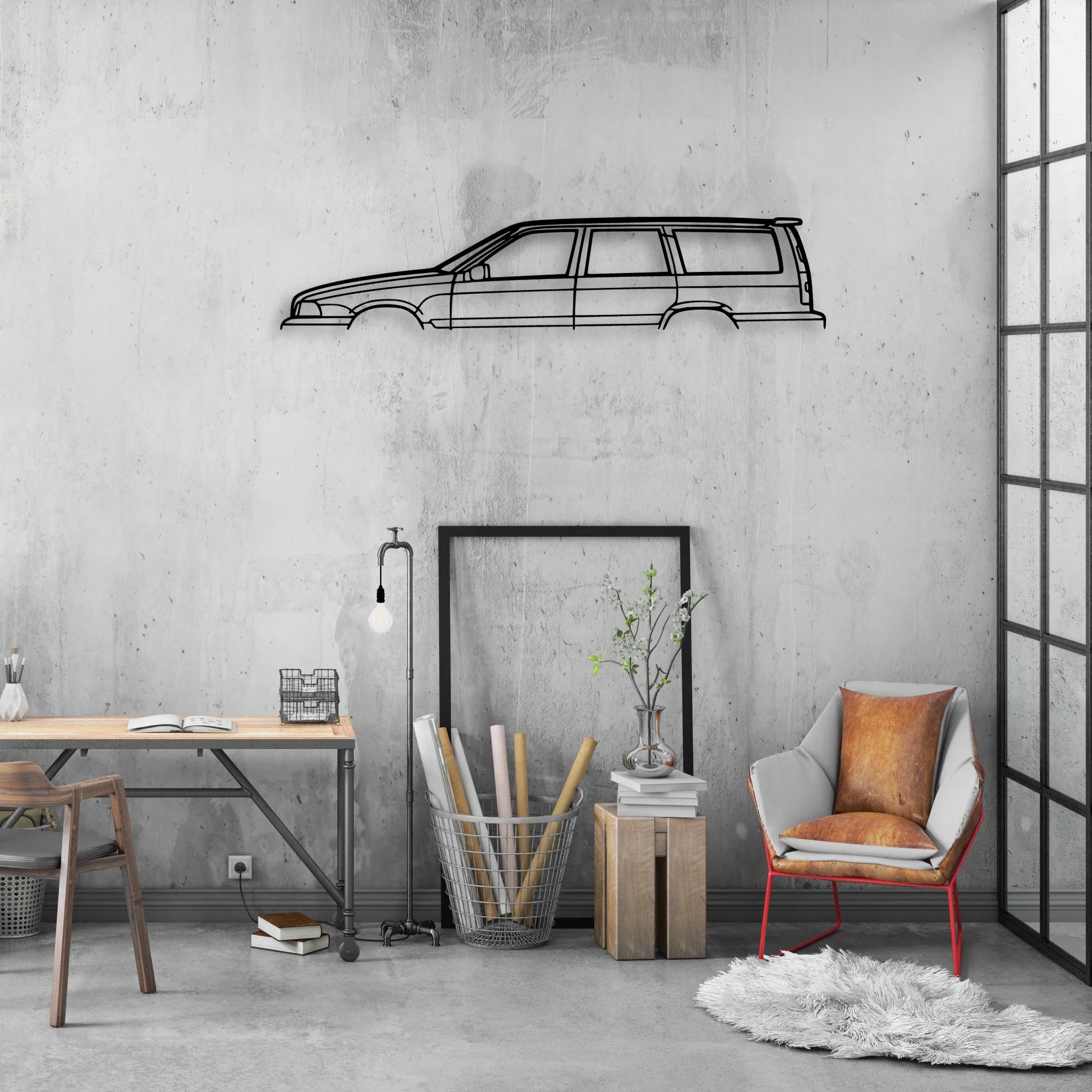 V70 1999 Classic Silhouette Metal Wall Art - Automotive Garage Decor
