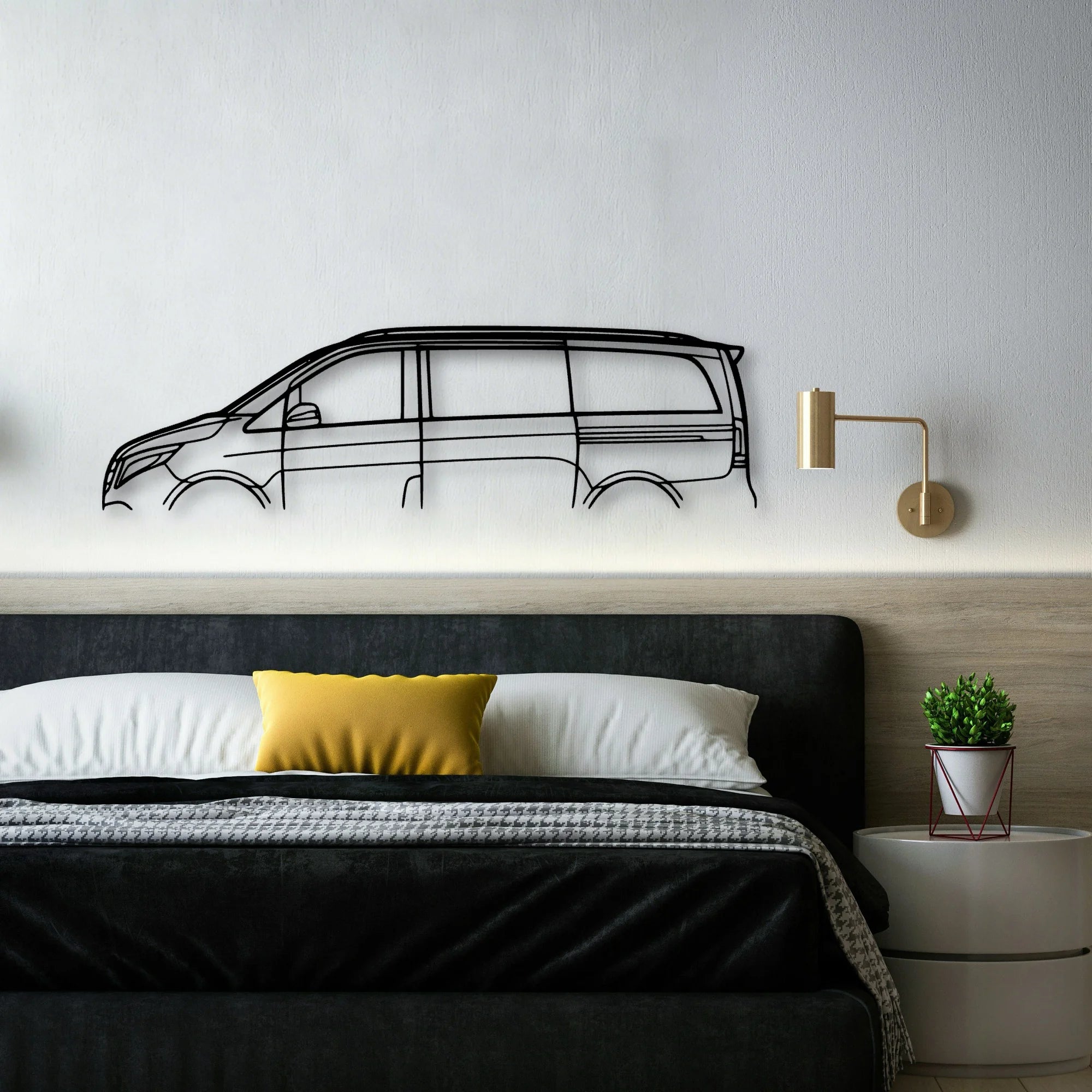 V Class 2017 Classic Silhouette Metal Wall Art - Automotive Garage Decor