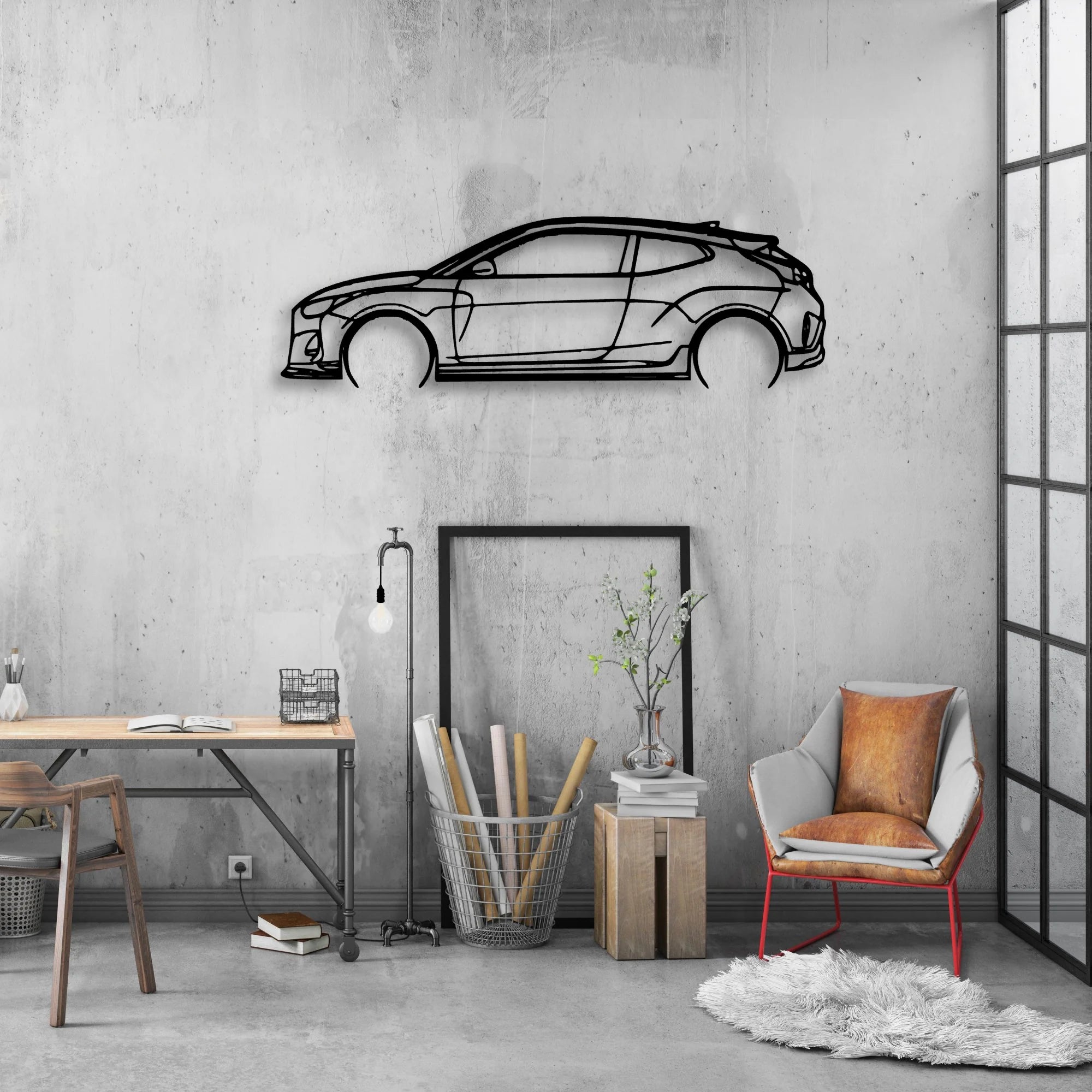 Veloster R 2020 Classic Silhouette Metal Wall Art - Automotive Garage Decor