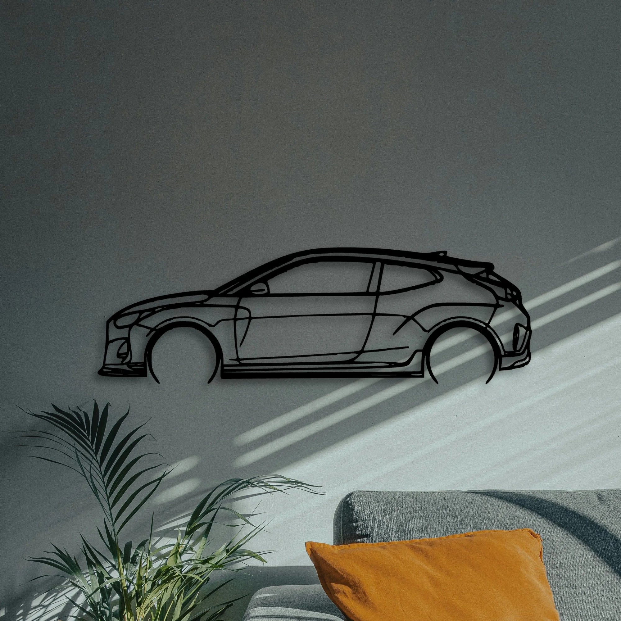 Veloster R 2020 Classic Silhouette Metal Wall Art - Automotive Garage Decor
