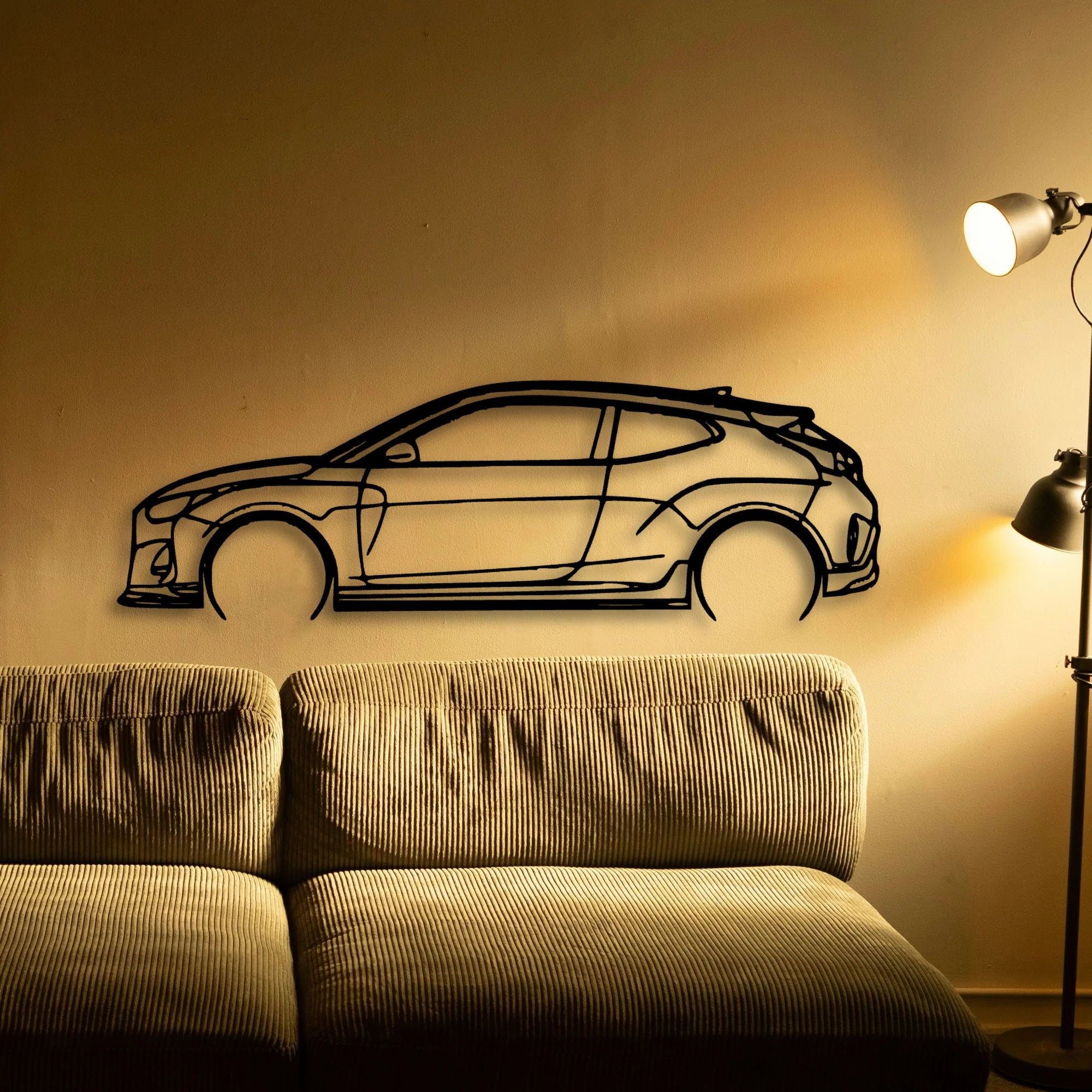Veloster R 2020 Classic Silhouette Metal Wall Art - Automotive Garage Decor
