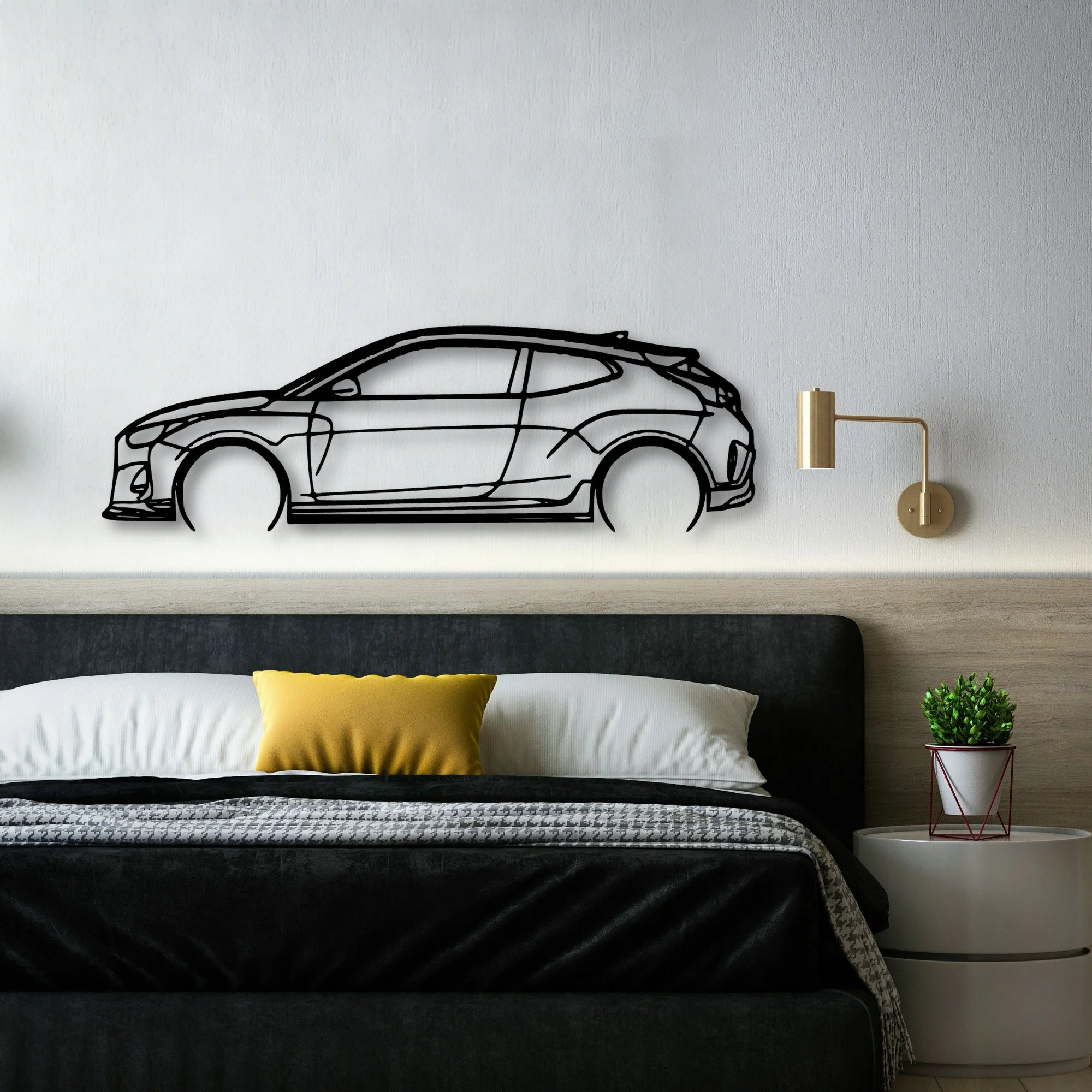 Veloster R 2020 Classic Silhouette Metal Wall Art - Automotive Garage Decor