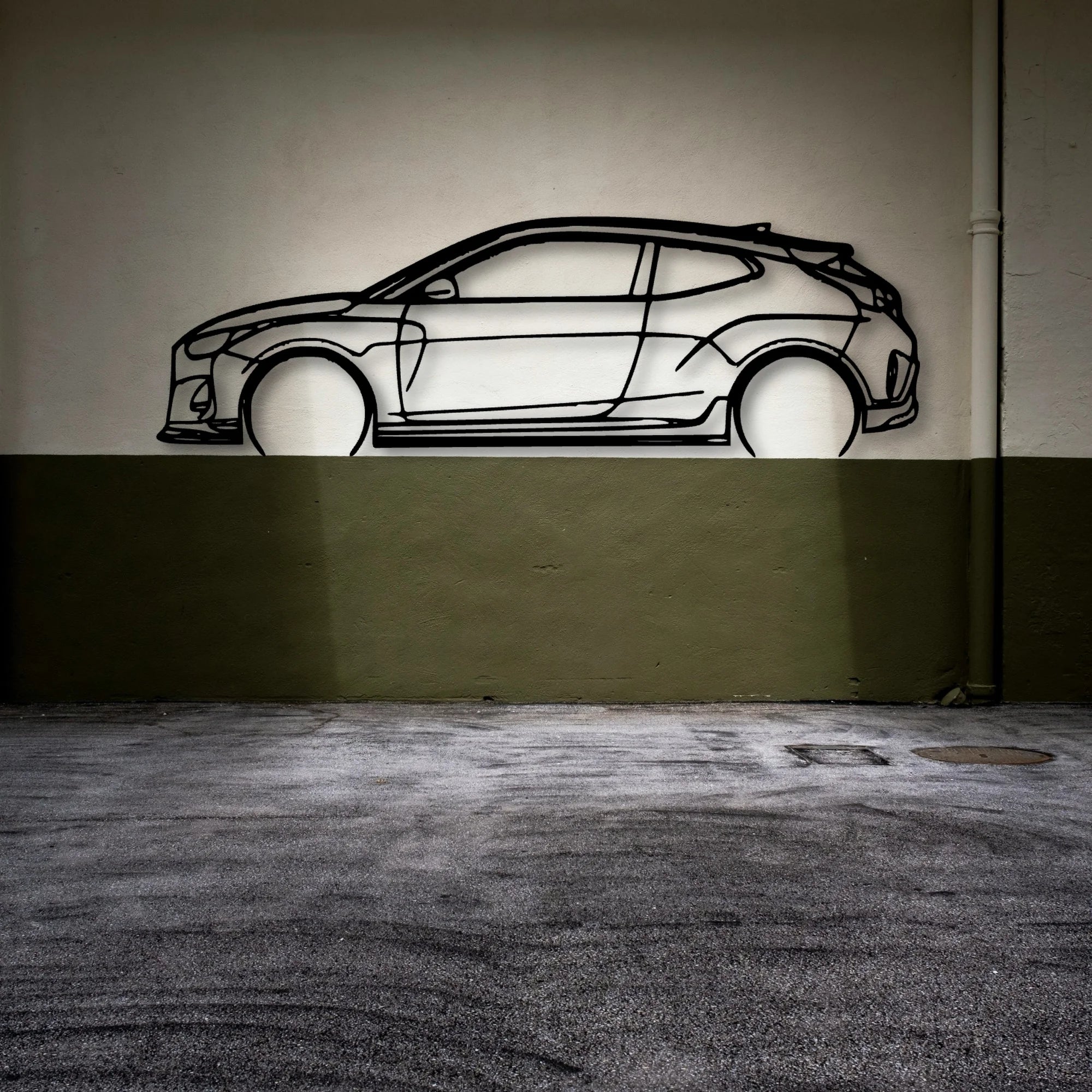 Veloster R 2020 Classic Silhouette Metal Wall Art - Automotive Garage Decor