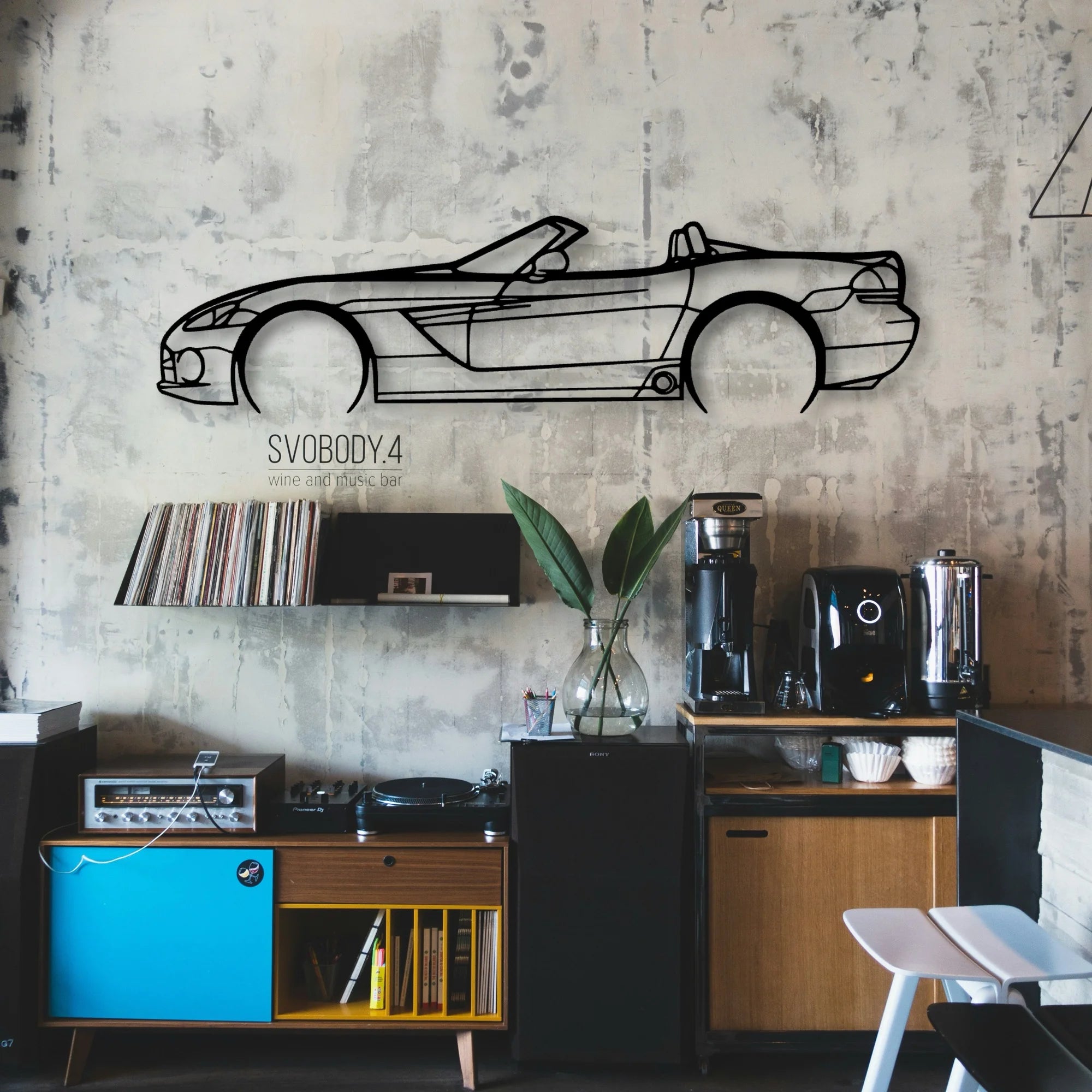 Viper 2003 SRT 10 Cabrio Classic Silhouette Metal Wall Art - Automotive Garage Decor