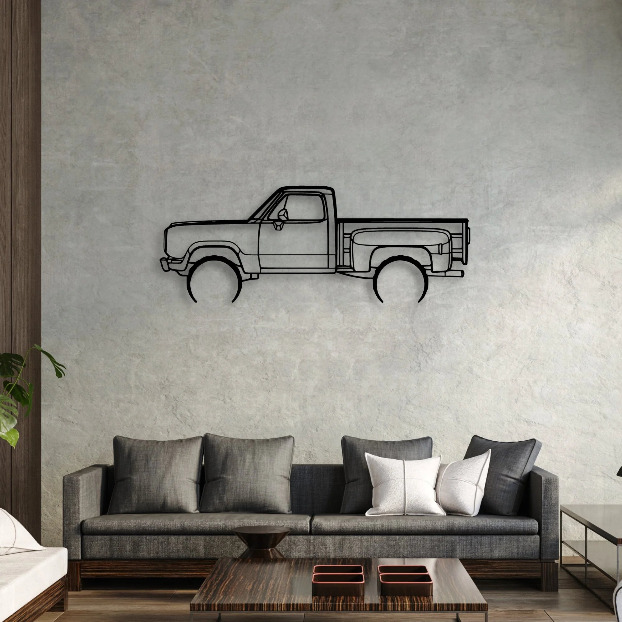 W150 Stepside 1977 Classic Silhouette Metal Wall Art - Automotive Garage Decor