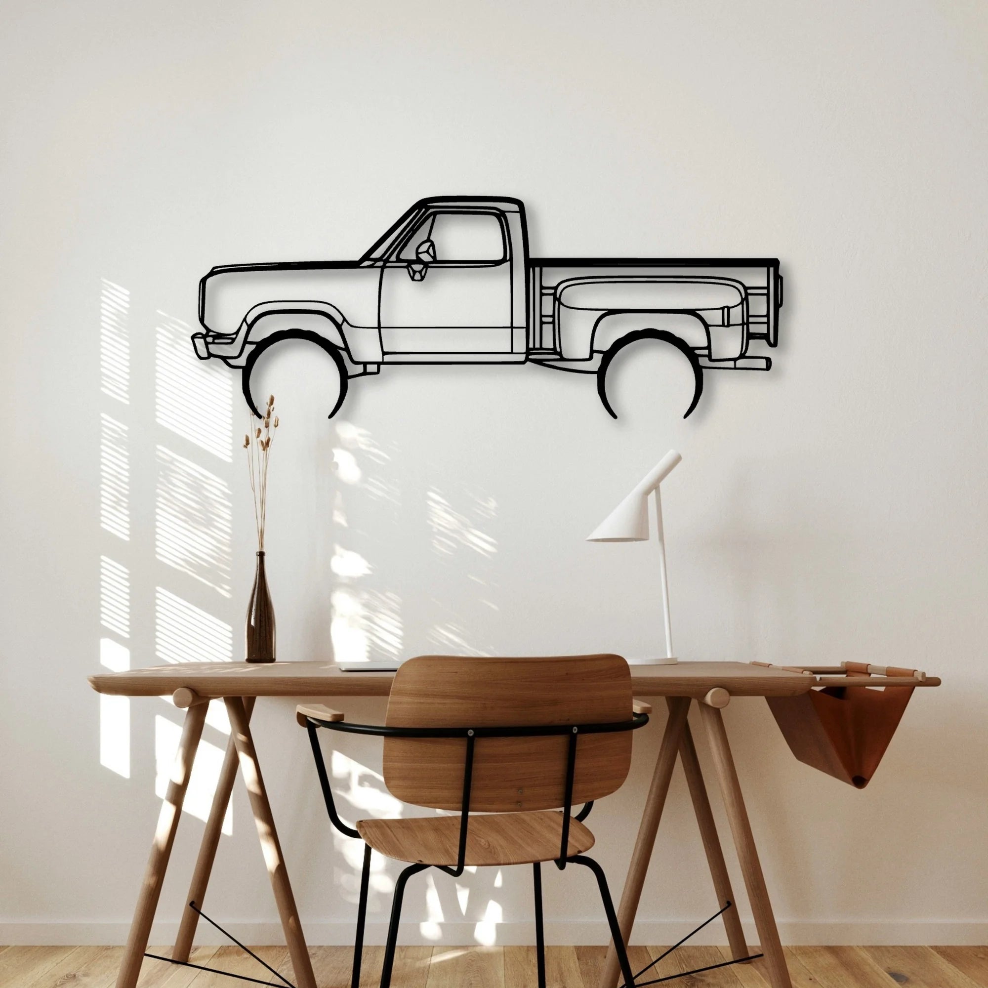 W150 Stepside 1977 Classic Silhouette Metal Wall Art - Automotive Garage Decor