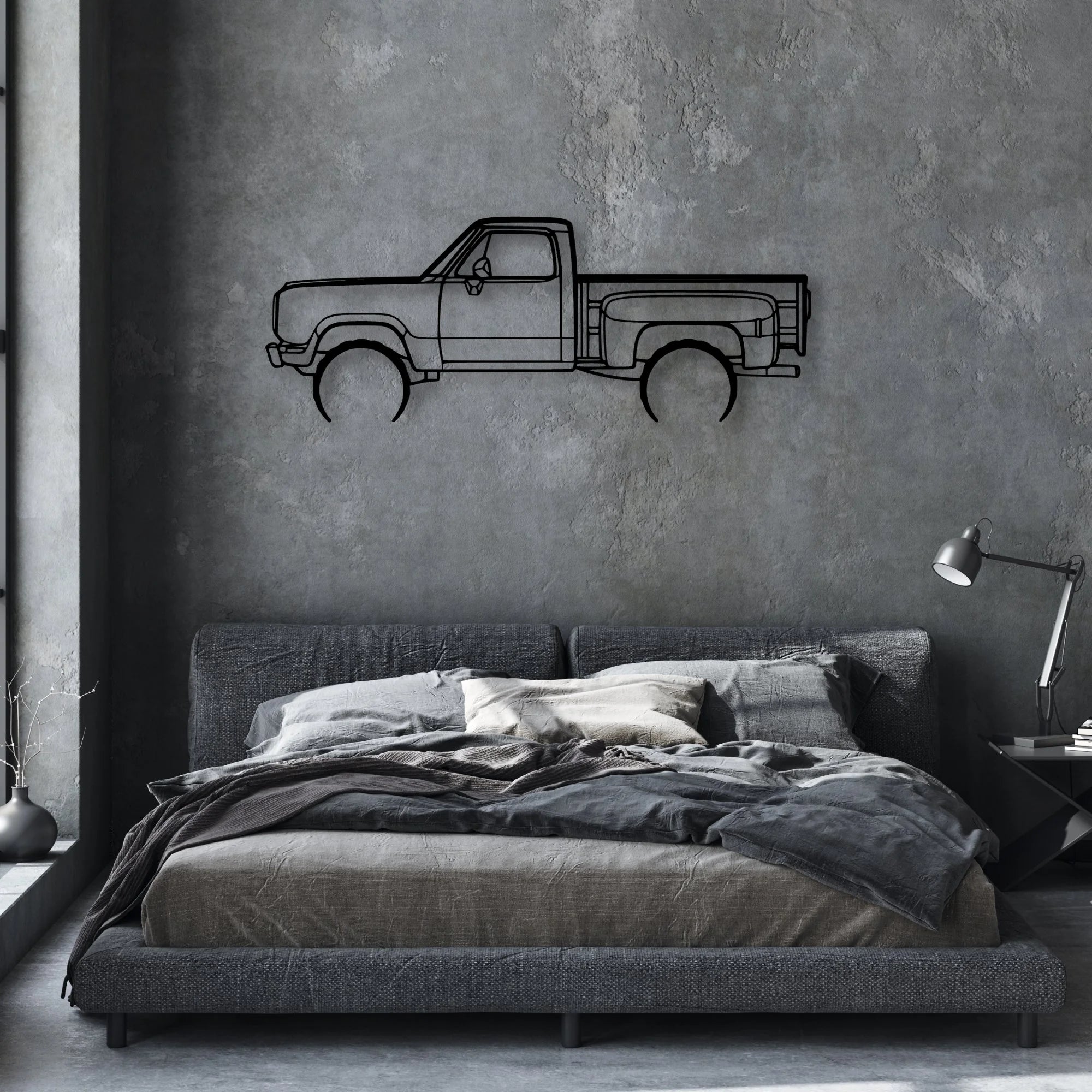 W150 Stepside 1977 Classic Silhouette Metal Wall Art - Automotive Garage Decor