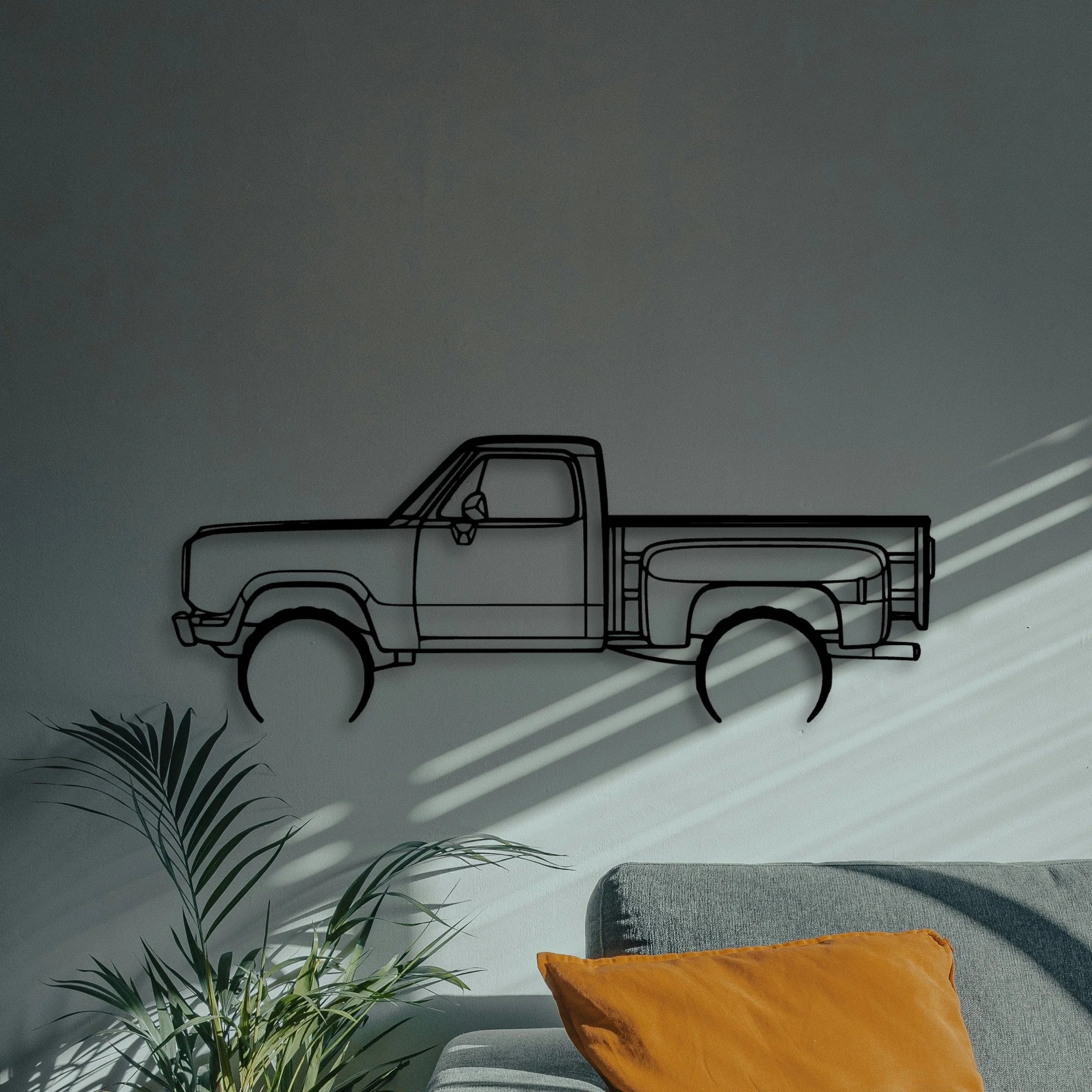 W150 Stepside 1977 Classic Silhouette Metal Wall Art - Automotive Garage Decor