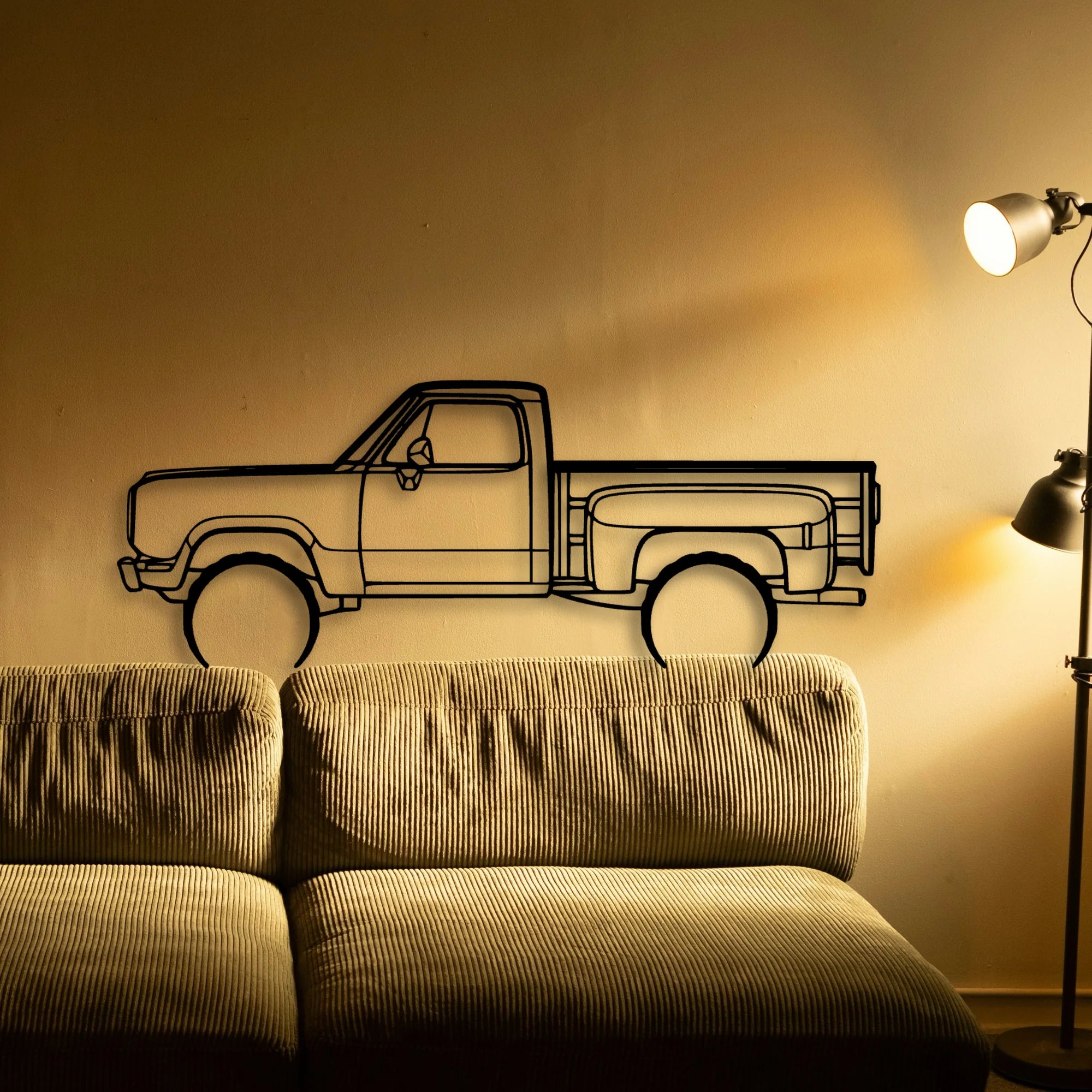 W150 Stepside 1977 Classic Silhouette Metal Wall Art - Automotive Garage Decor