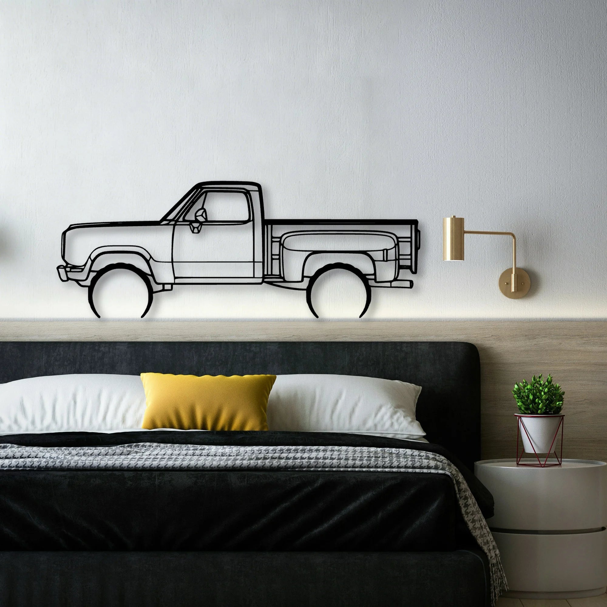 W150 Stepside 1977 Classic Silhouette Metal Wall Art - Automotive Garage Decor