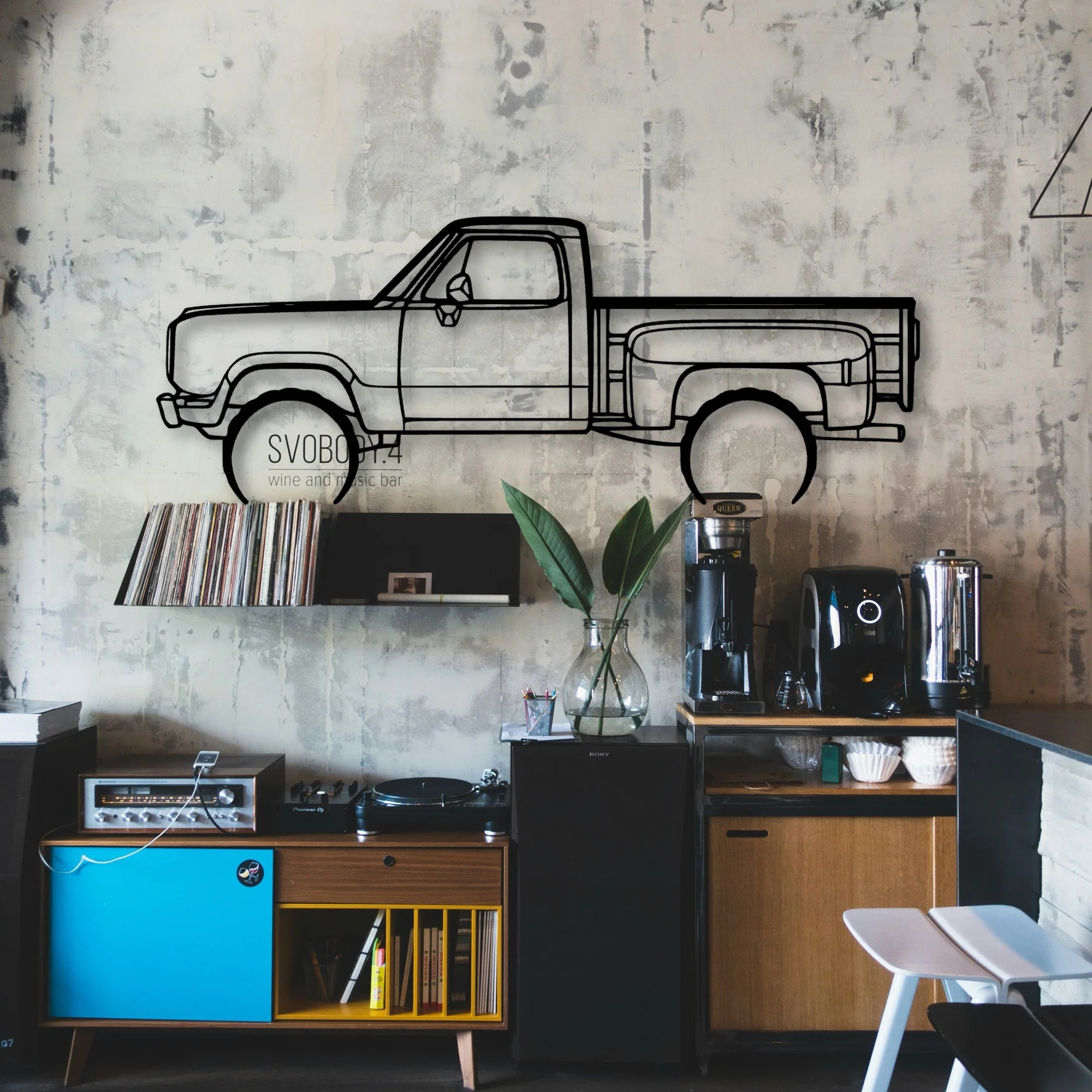 W150 Stepside 1977 Classic Silhouette Metal Wall Art - Automotive Garage Decor
