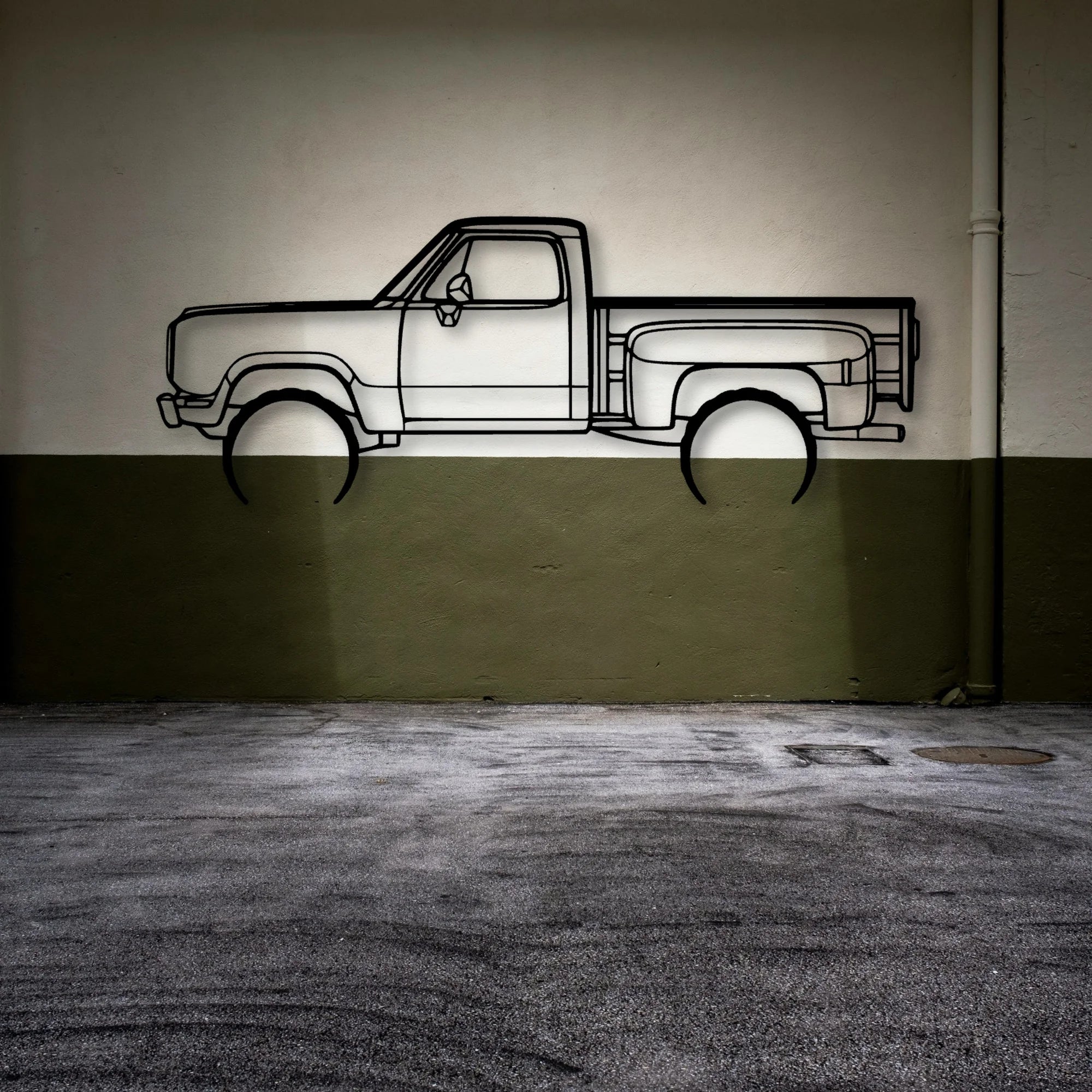 W150 Stepside 1977 Classic Silhouette Metal Wall Art - Automotive Garage Decor