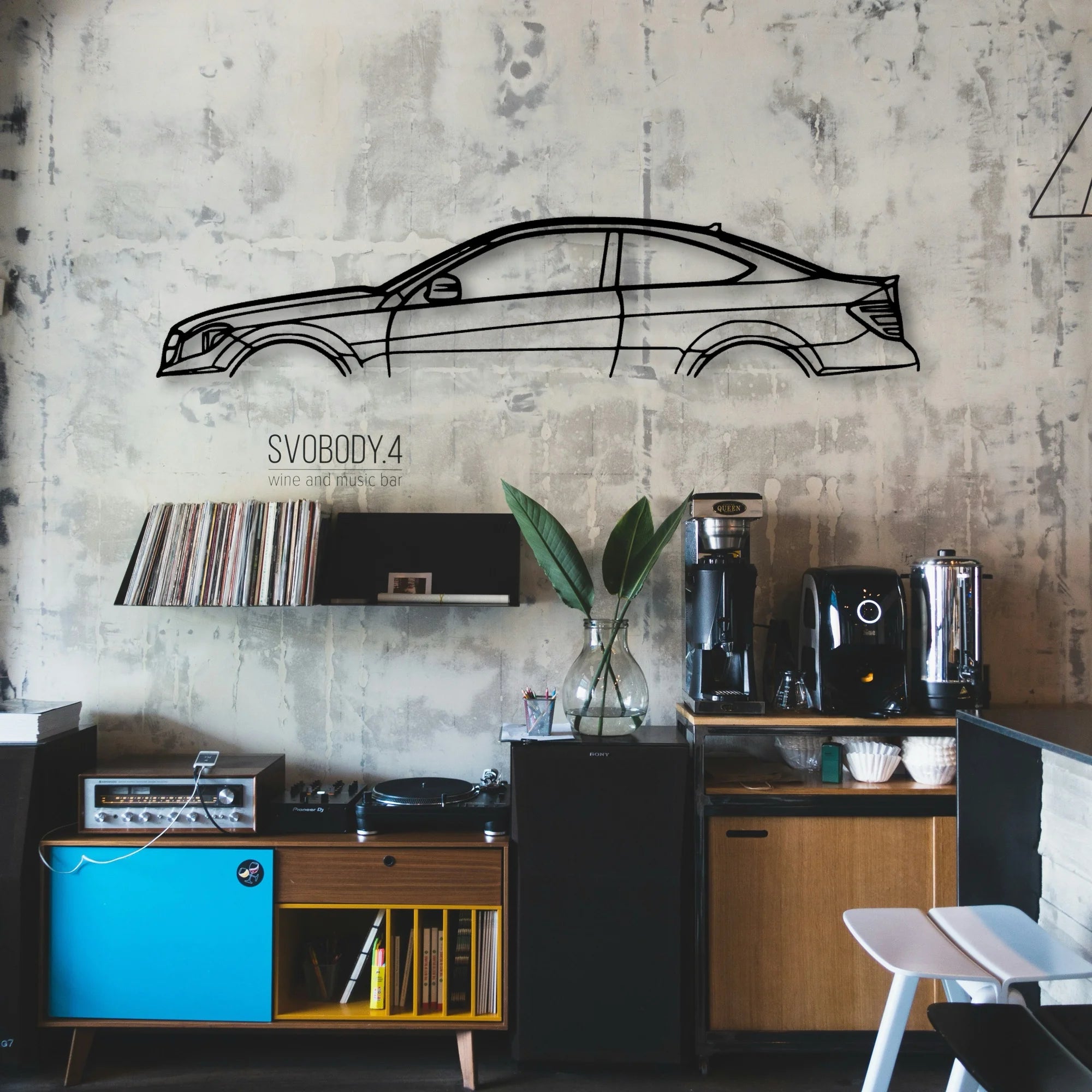 W204 C Coupe Classic Silhouette Metal Wall Art - Automotive Garage Decor