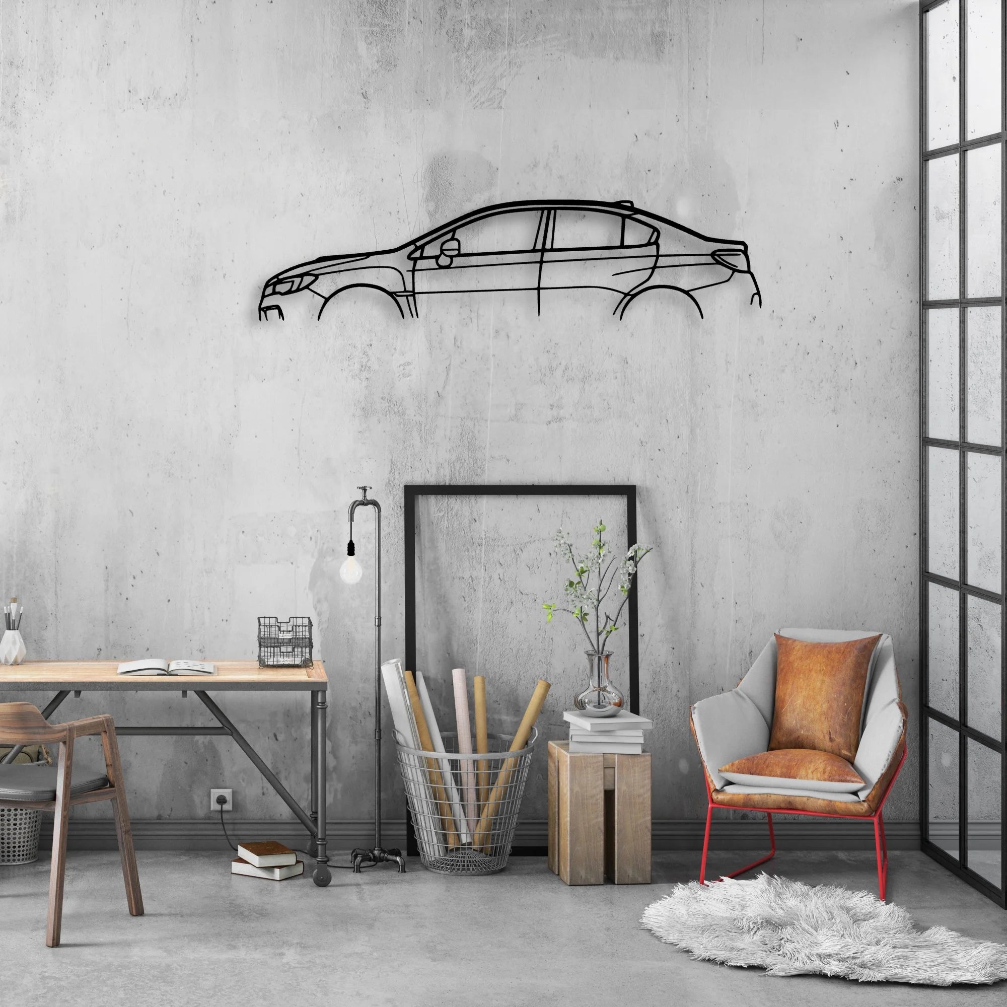 WRX 2017 Classic Silhouette Metal Wall Art - Automotive Garage Decor