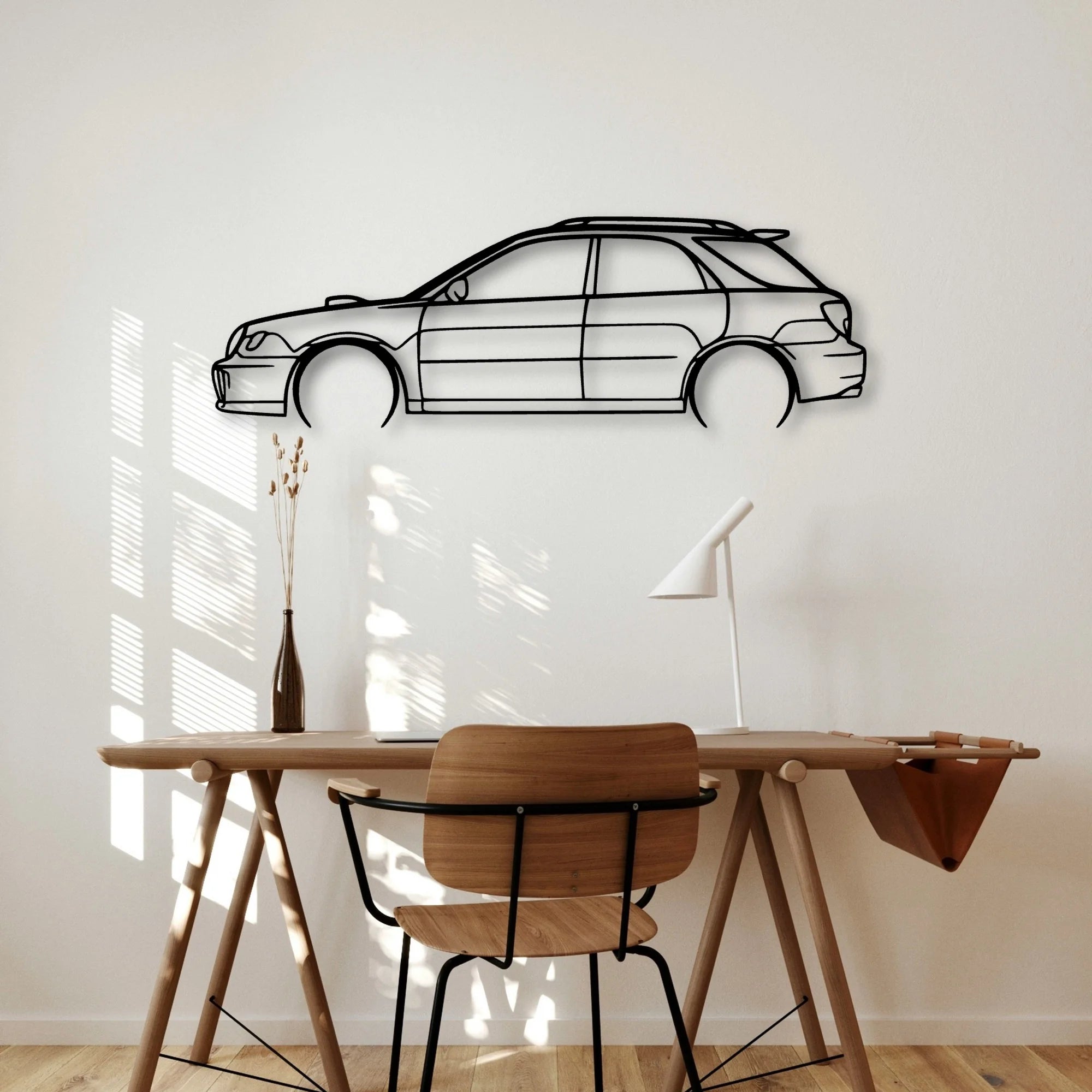 WRX STI 2002 Wagon Classic Silhouette Metal Wall Art - Automotive Garage Decor