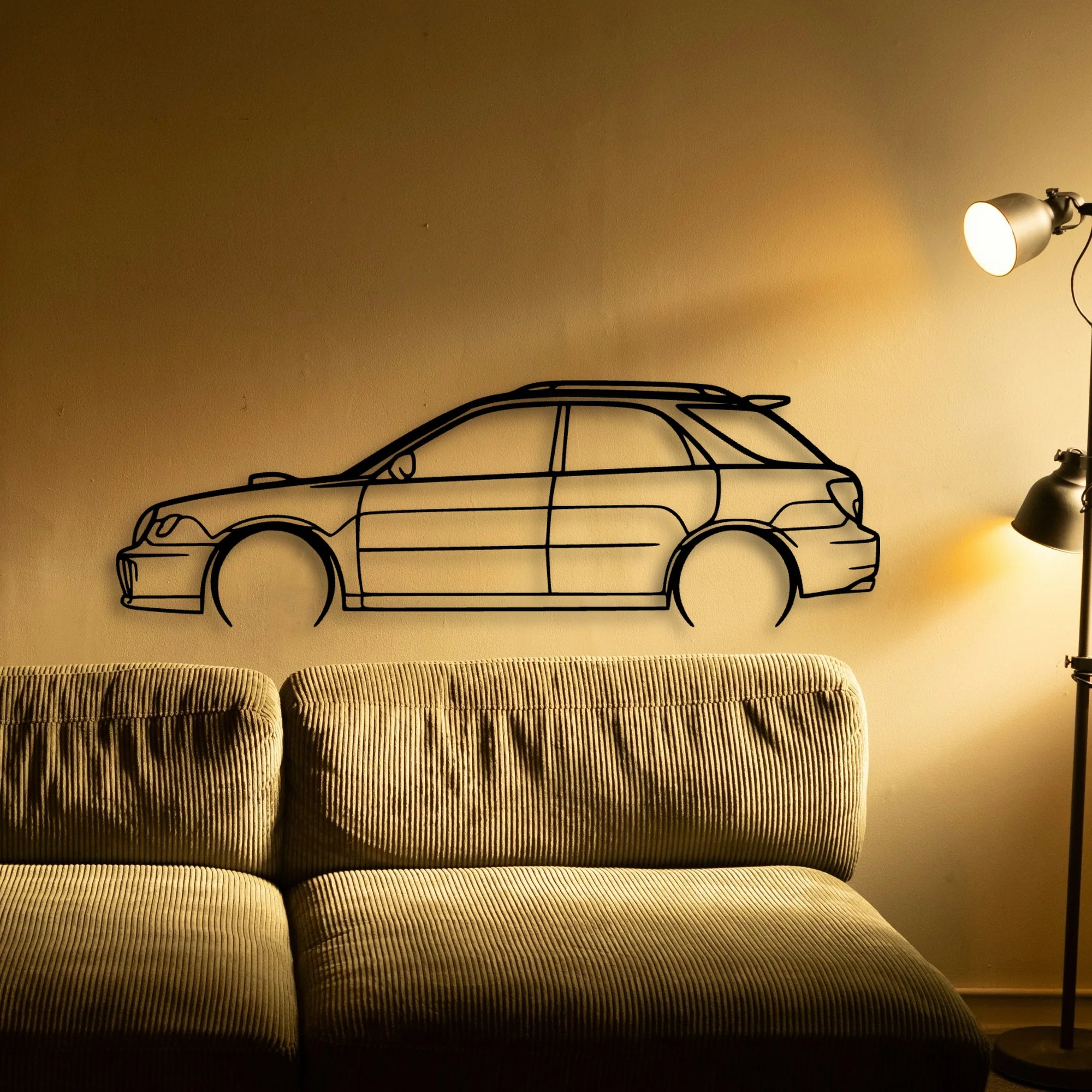 WRX STI 2002 Wagon Classic Silhouette Metal Wall Art - Automotive Garage Decor