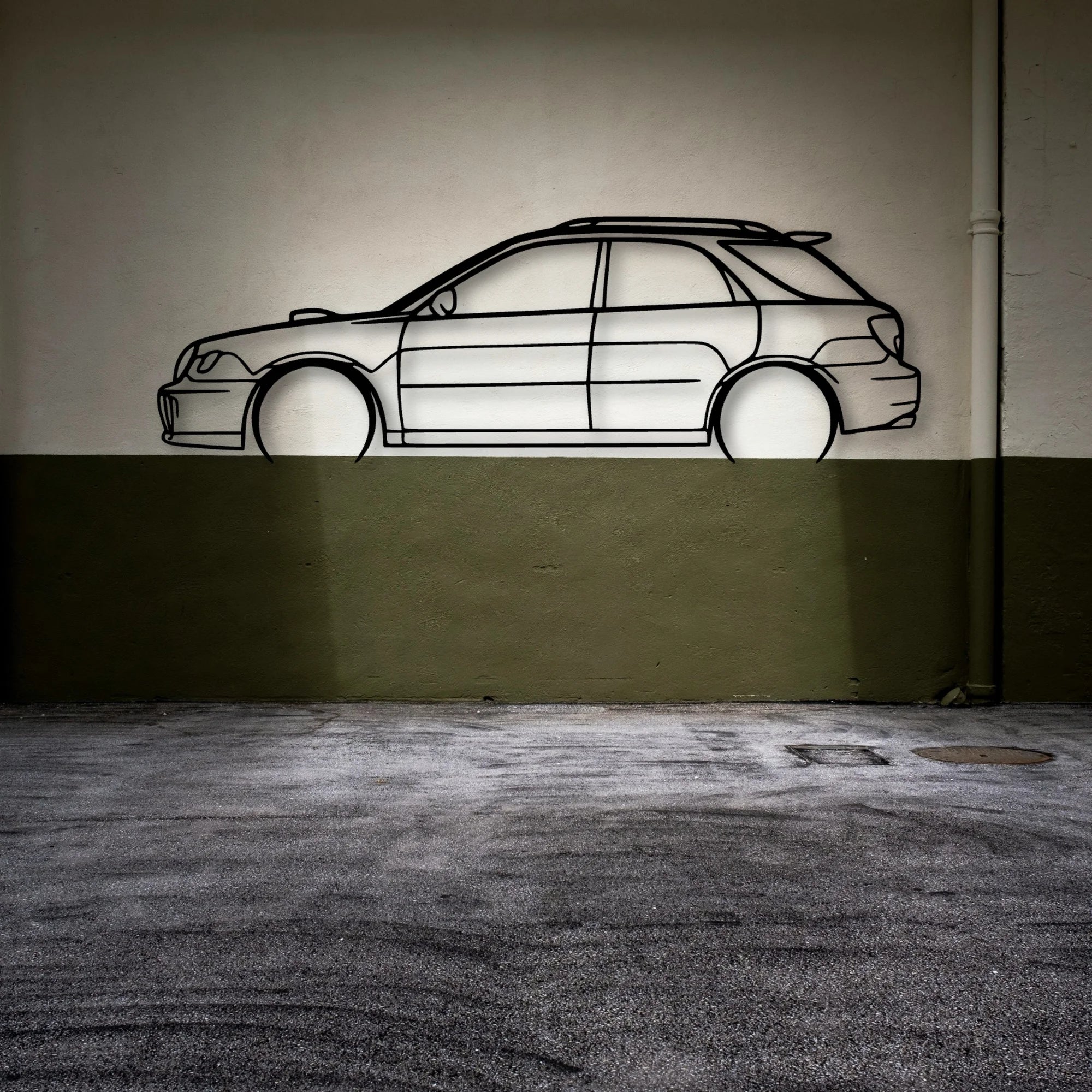 WRX STI 2002 Wagon Classic Silhouette Metal Wall Art - Automotive Garage Decor