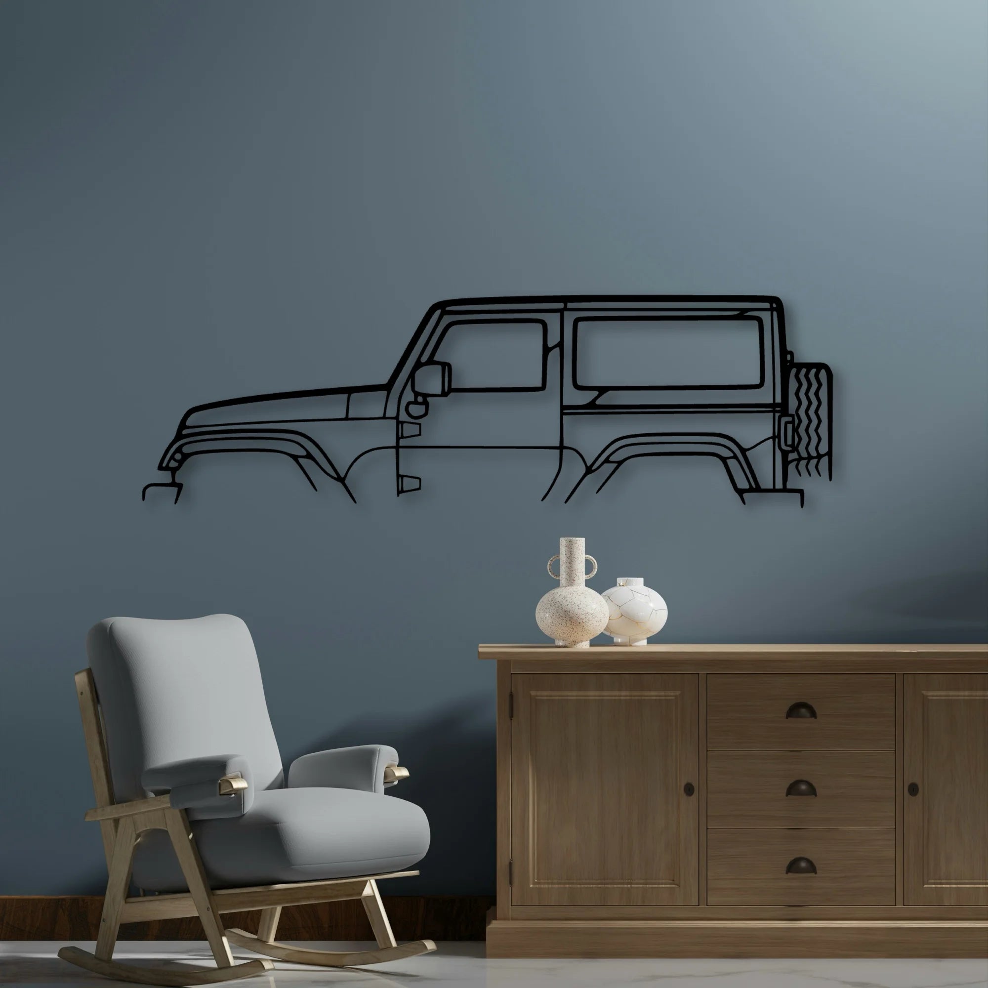 Wrangler 2013 Classic Silhouette Metal Wall Art - Automotive Garage Decor