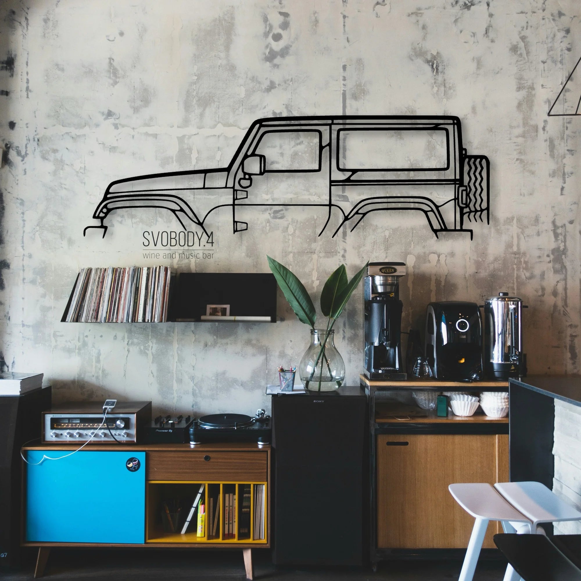 Wrangler 2013 Classic Silhouette Metal Wall Art - Automotive Garage Decor