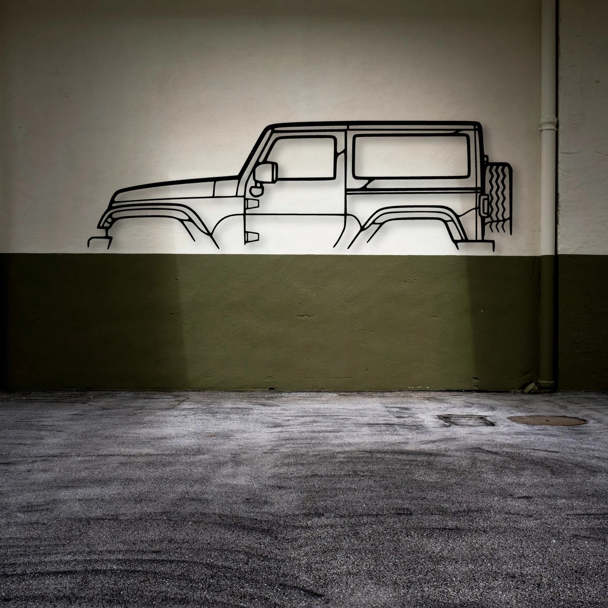 Wrangler 2013 Classic Silhouette Metal Wall Art - Automotive Garage Decor